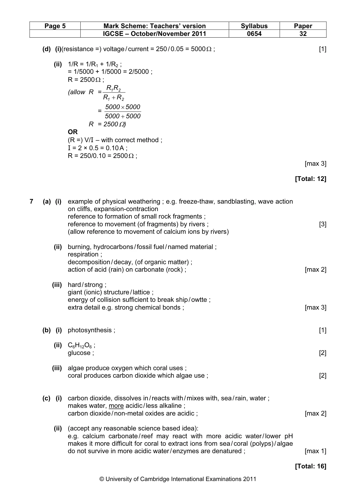 Mark scheme, page 5 of 6