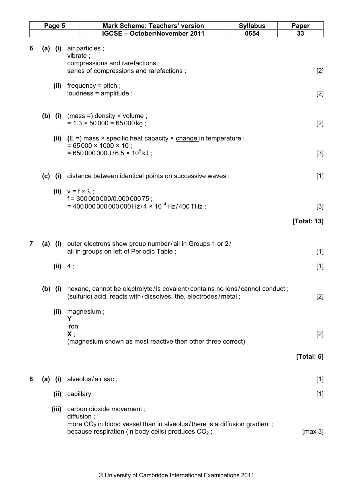 Mark scheme, page 5 of 6