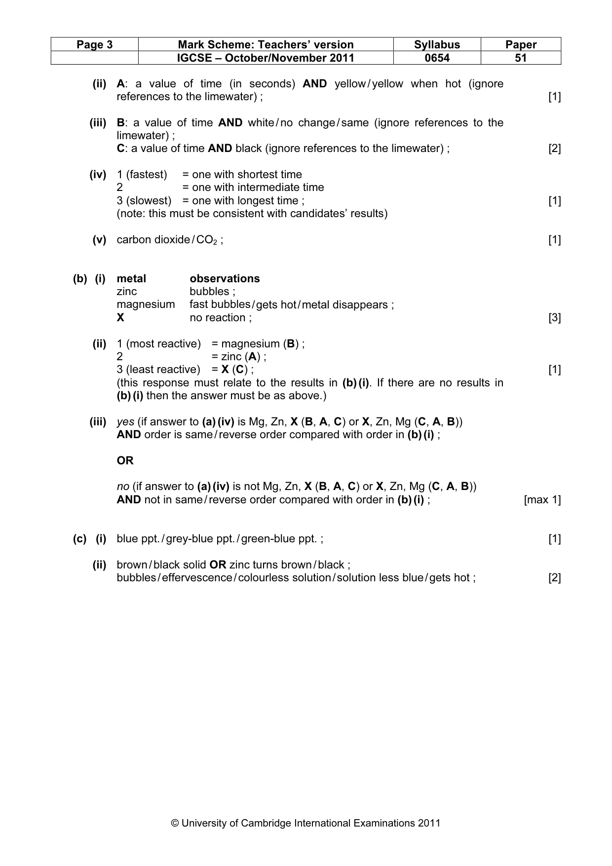 Mark scheme, page 3 of 5