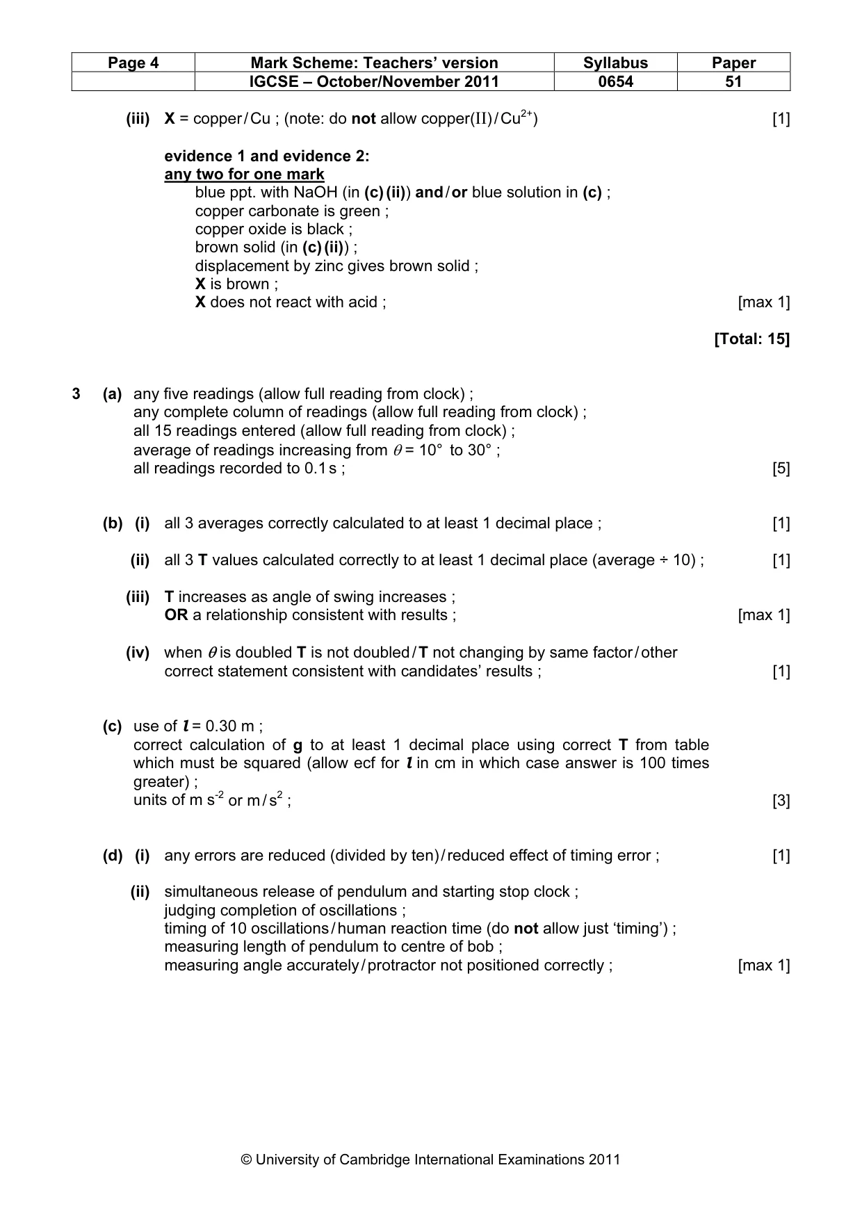 Mark scheme, page 4 of 5