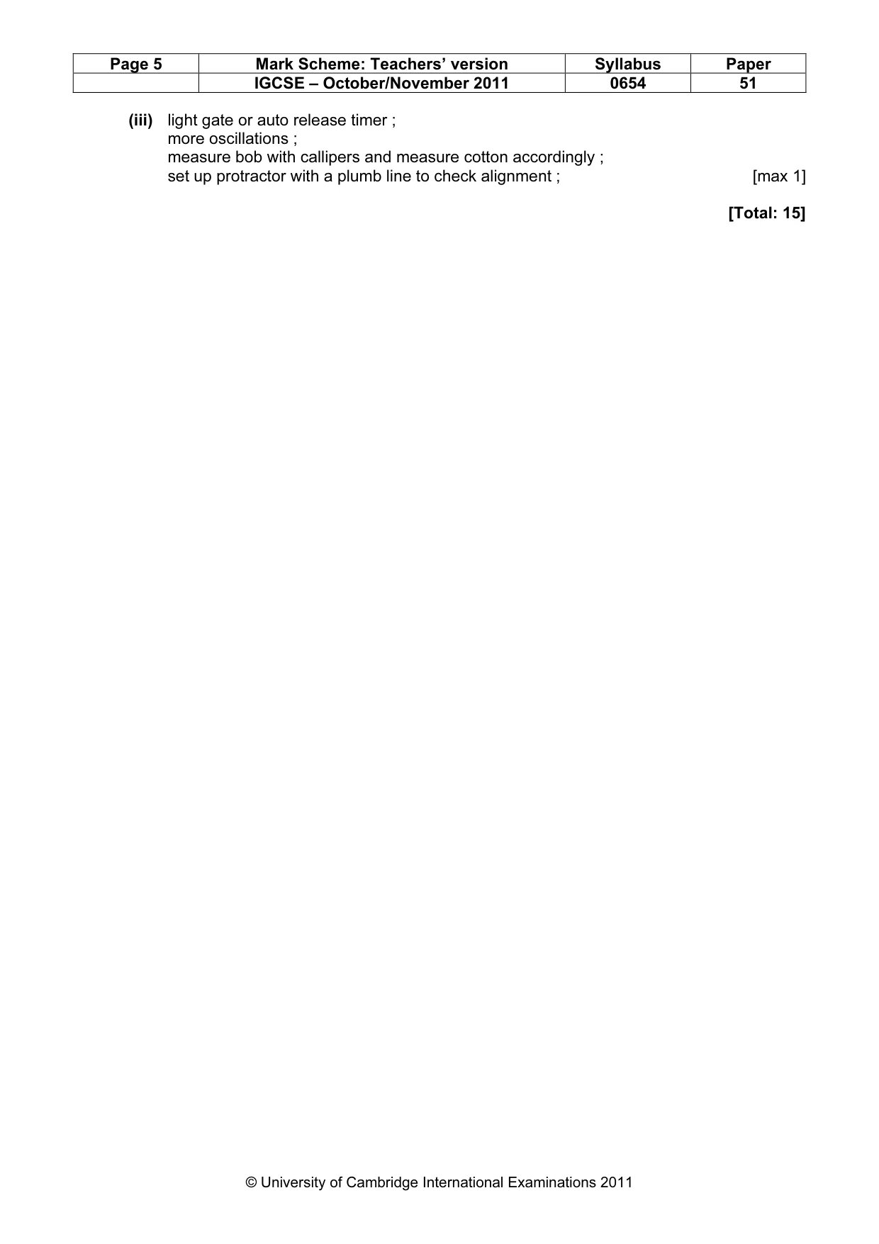 Mark scheme, page 5 of 5