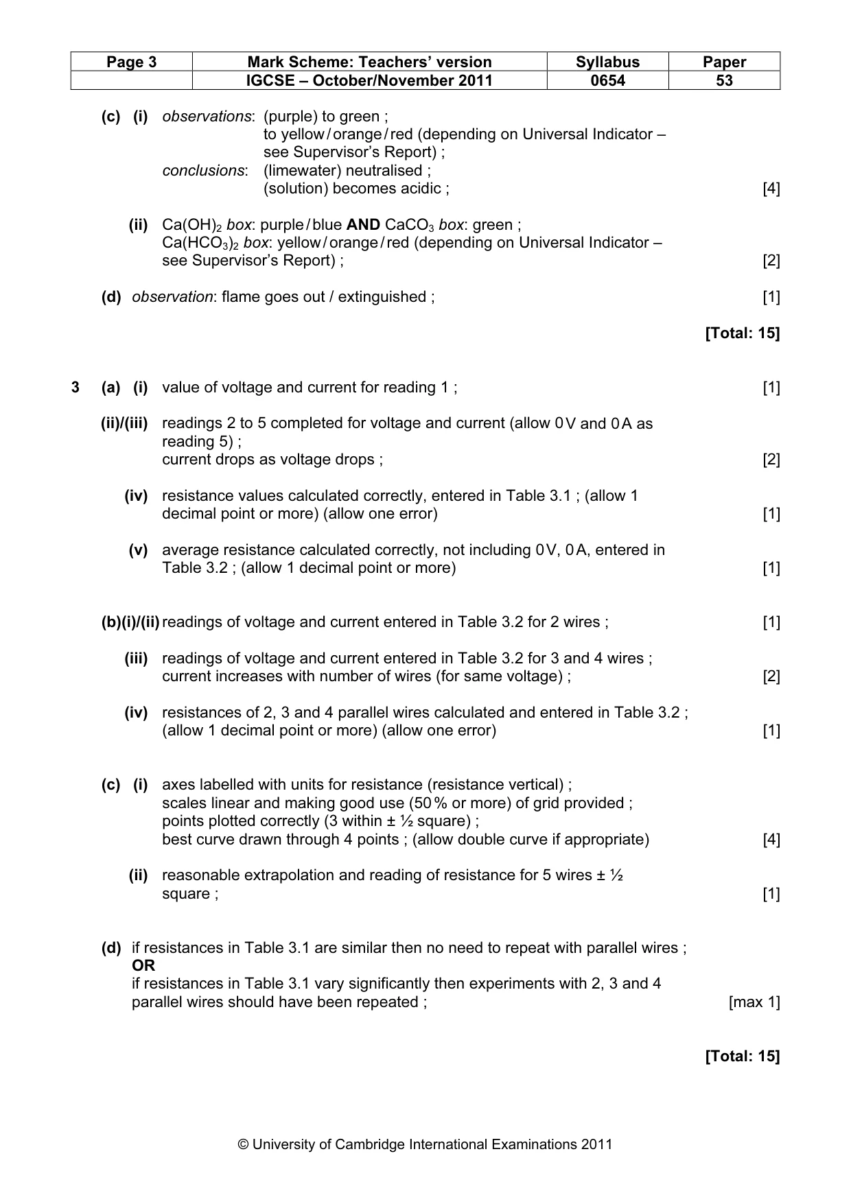 Mark scheme, page 3 of 3