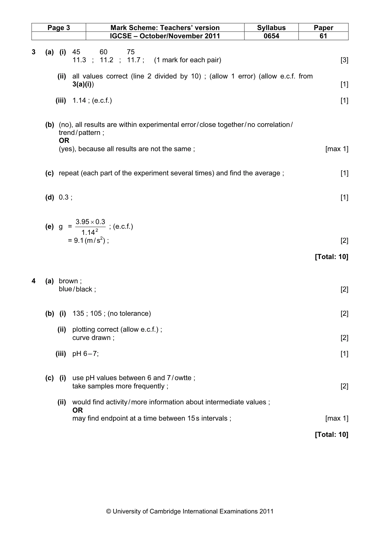 Mark scheme, page 3 of 4