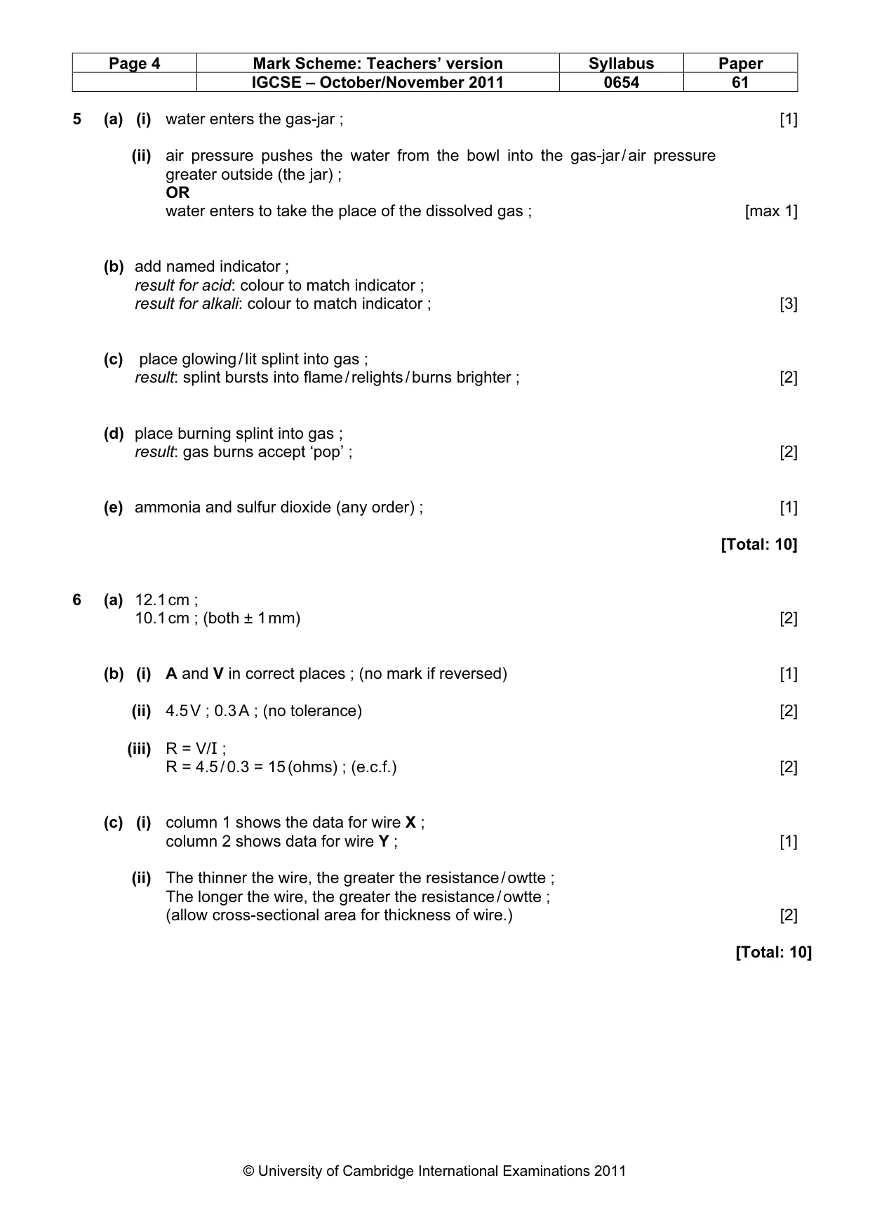 Mark scheme, page 4 of 4