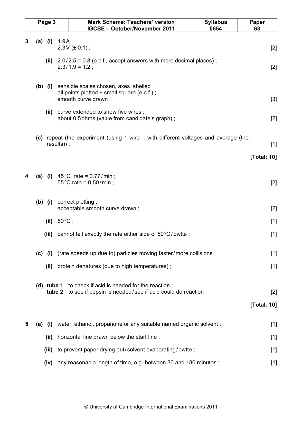 Mark scheme, page 3 of 4
