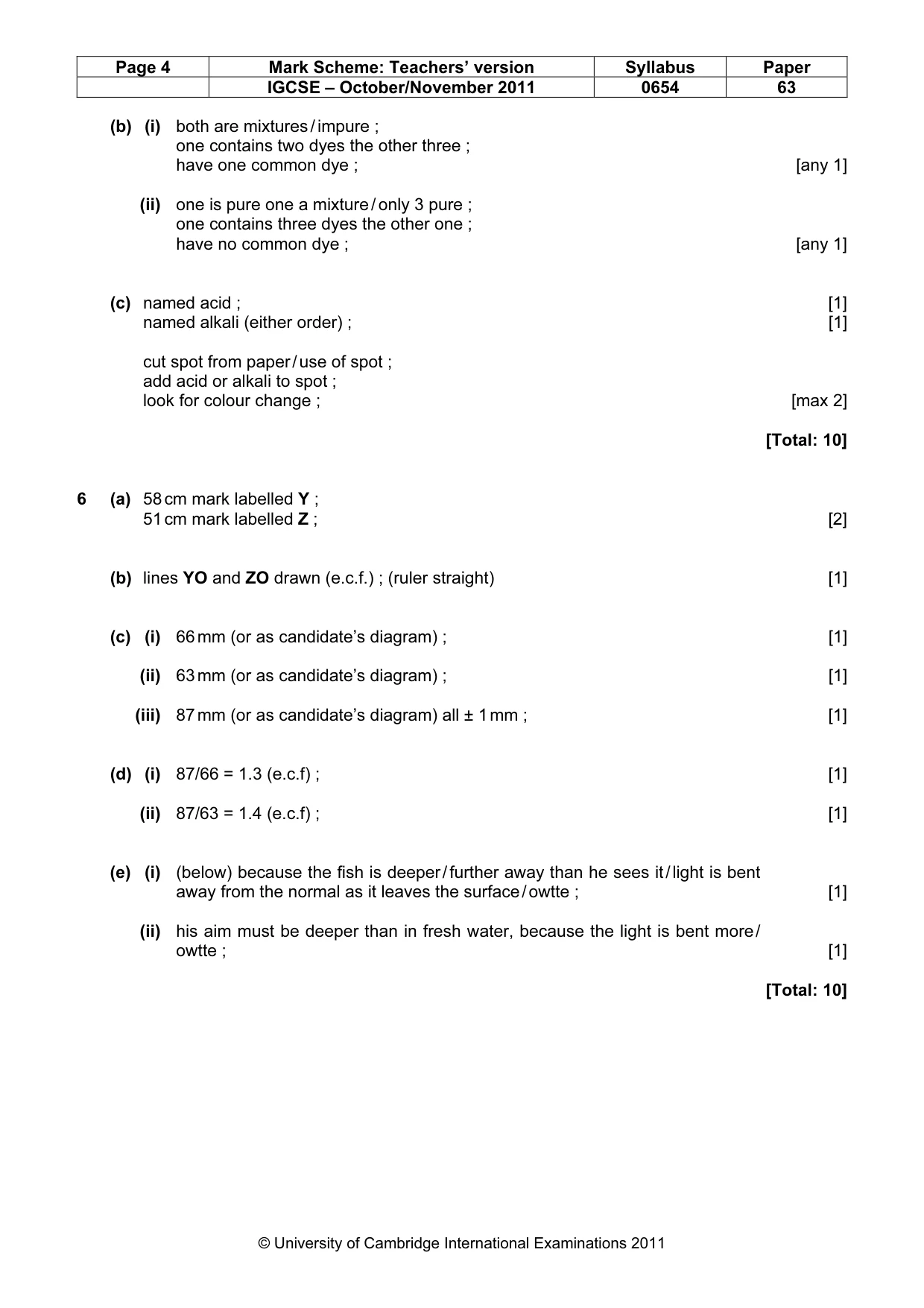 Mark scheme, page 4 of 4
