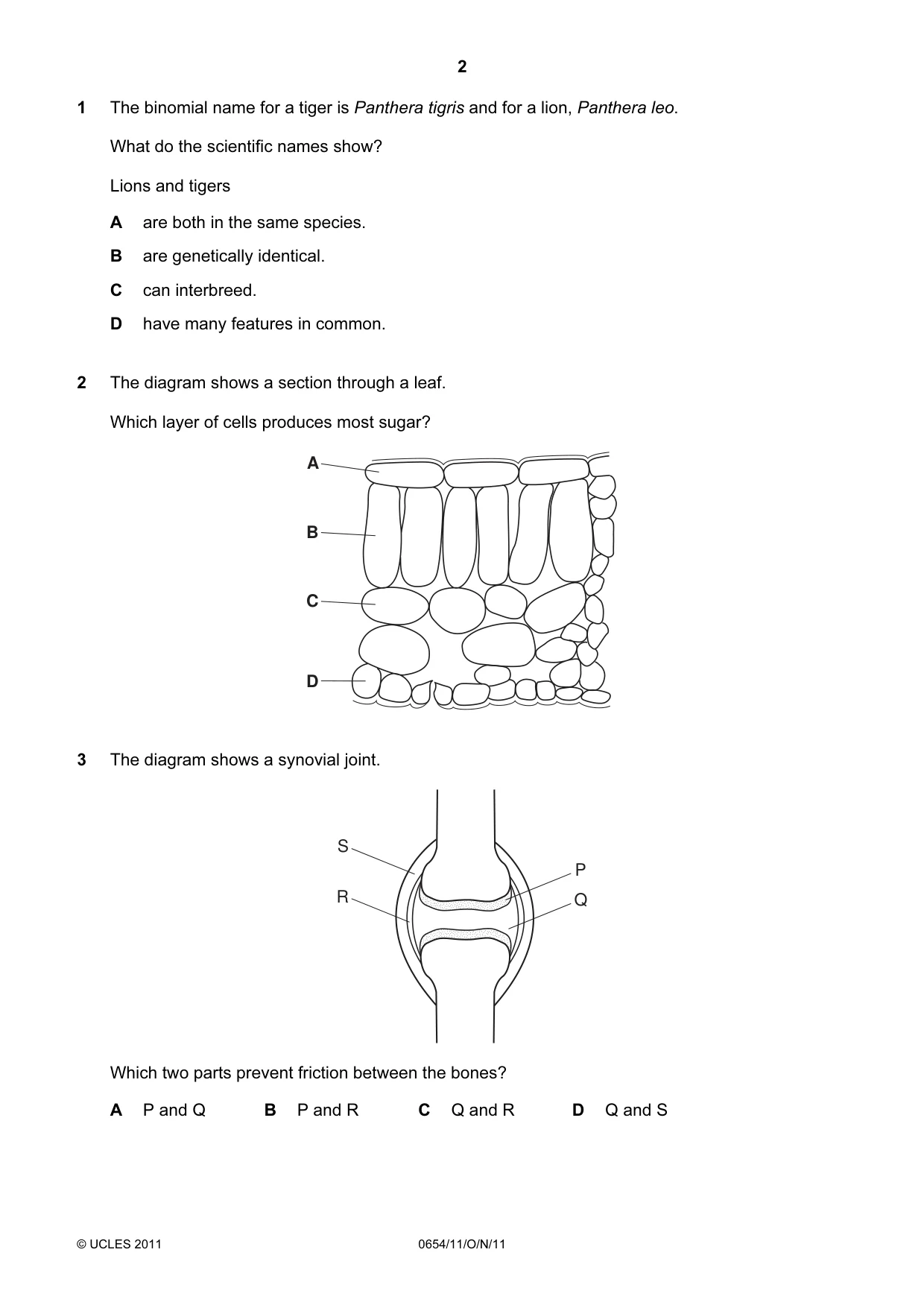 Cambridge IGCSE Sciences - Co-ordinated (Double) 0654 2011 Oct/Nov Paper 1 · Variant 1 question paper, page 2 of 16