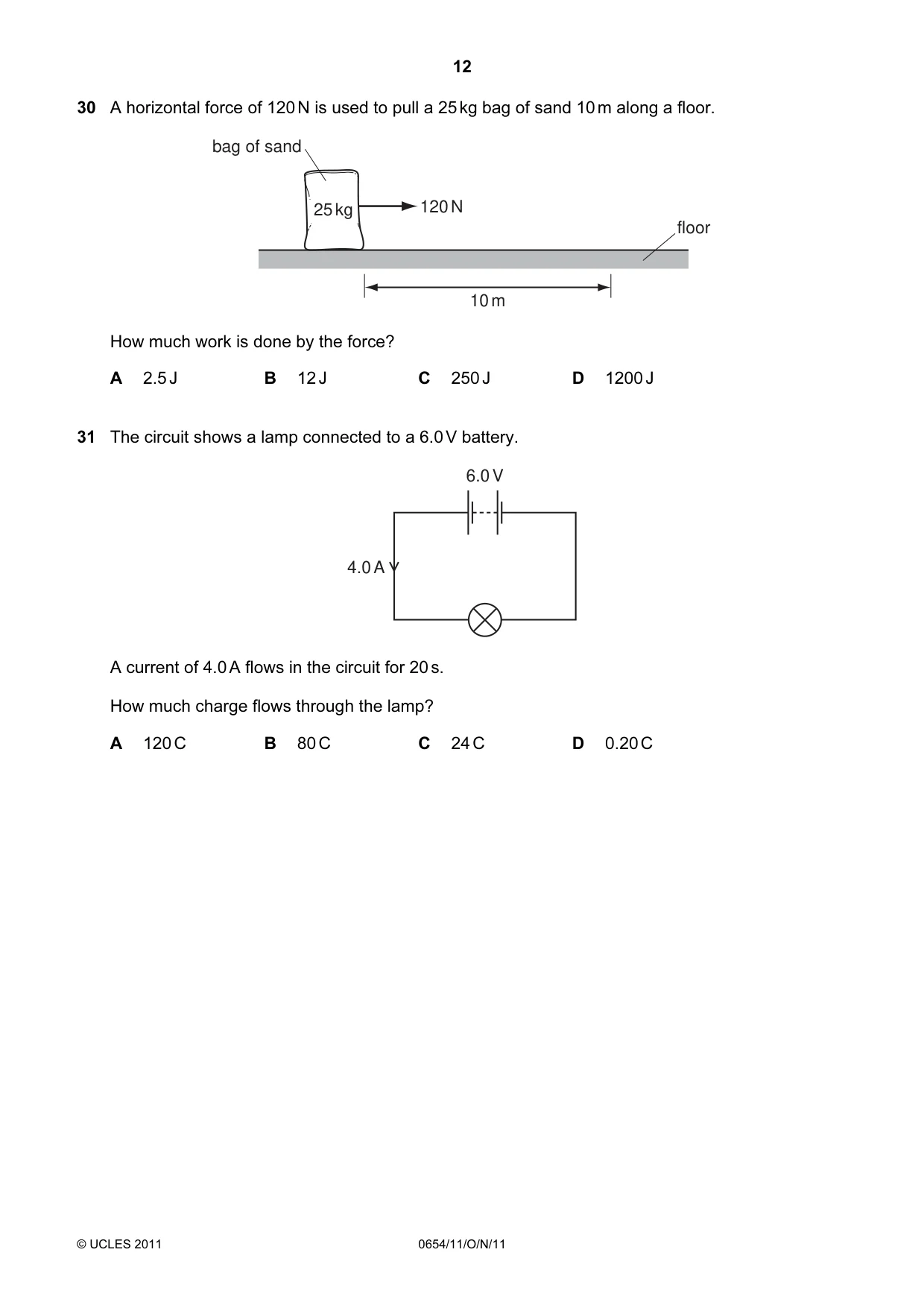 Cambridge IGCSE Sciences - Co-ordinated (Double) 0654 2011 Oct/Nov Paper 1 · Variant 1 question paper, page 12 of 16
