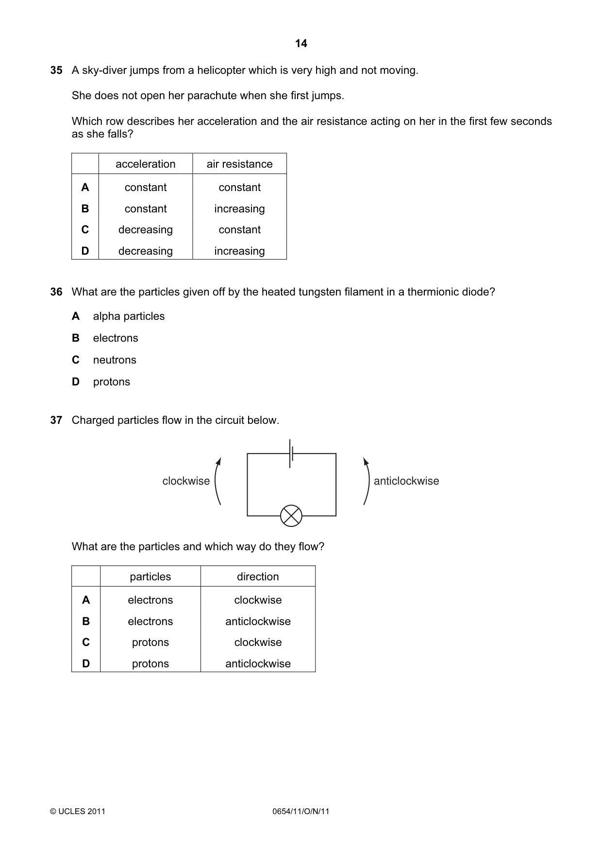 Cambridge IGCSE Sciences - Co-ordinated (Double) 0654 2011 Oct/Nov Paper 1 · Variant 1 question paper, page 14 of 16