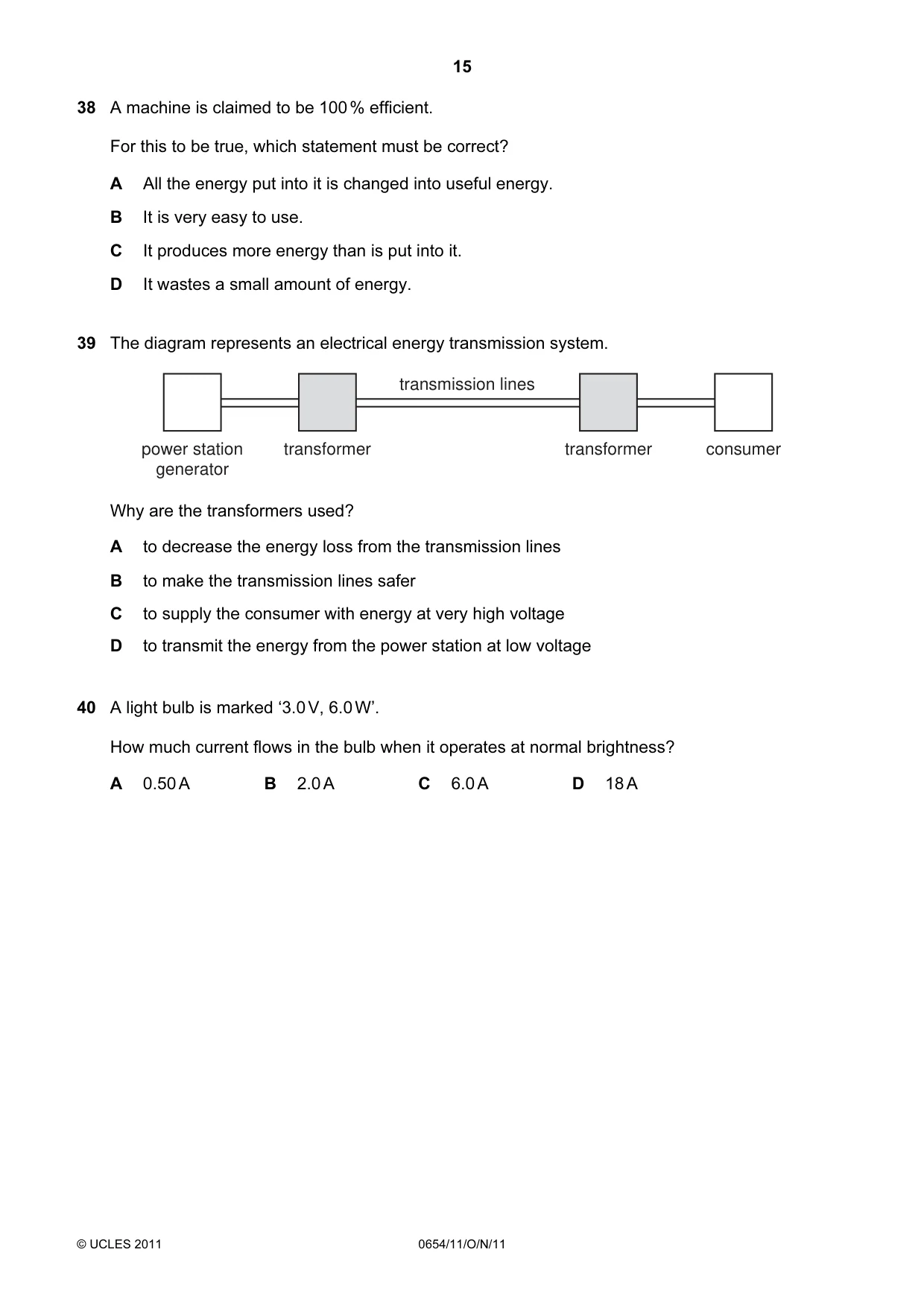 Cambridge IGCSE Sciences - Co-ordinated (Double) 0654 2011 Oct/Nov Paper 1 · Variant 1 question paper, page 15 of 16