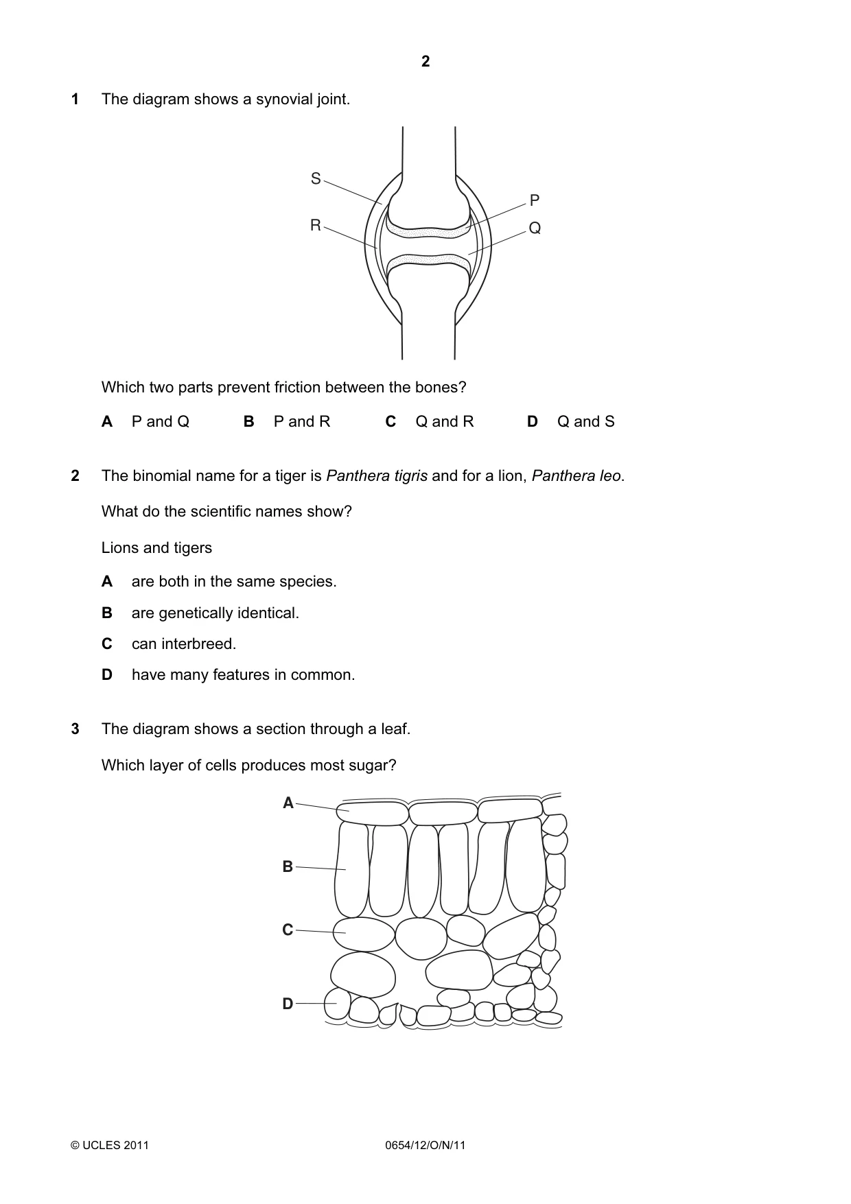 Cambridge IGCSE Sciences - Co-ordinated (Double) 0654 2011 Oct/Nov Paper 1 · Variant 2 question paper, page 2 of 16