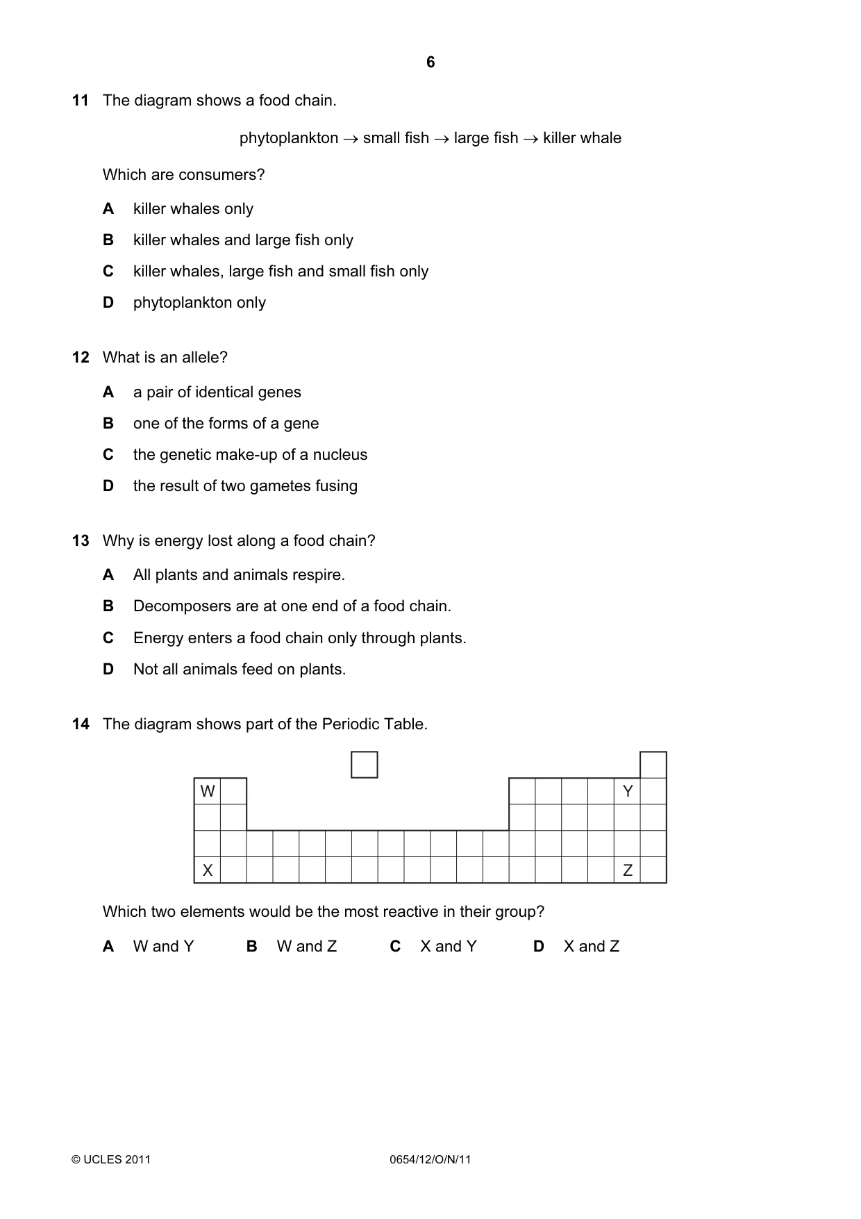 Cambridge IGCSE Sciences - Co-ordinated (Double) 0654 2011 Oct/Nov Paper 1 · Variant 2 question paper, page 6 of 16