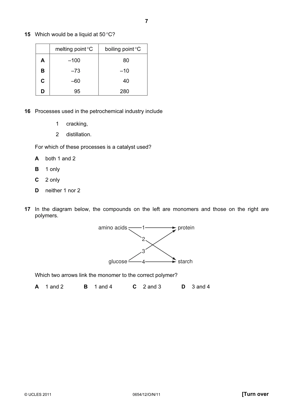 Cambridge IGCSE Sciences - Co-ordinated (Double) 0654 2011 Oct/Nov Paper 1 · Variant 2 question paper, page 7 of 16