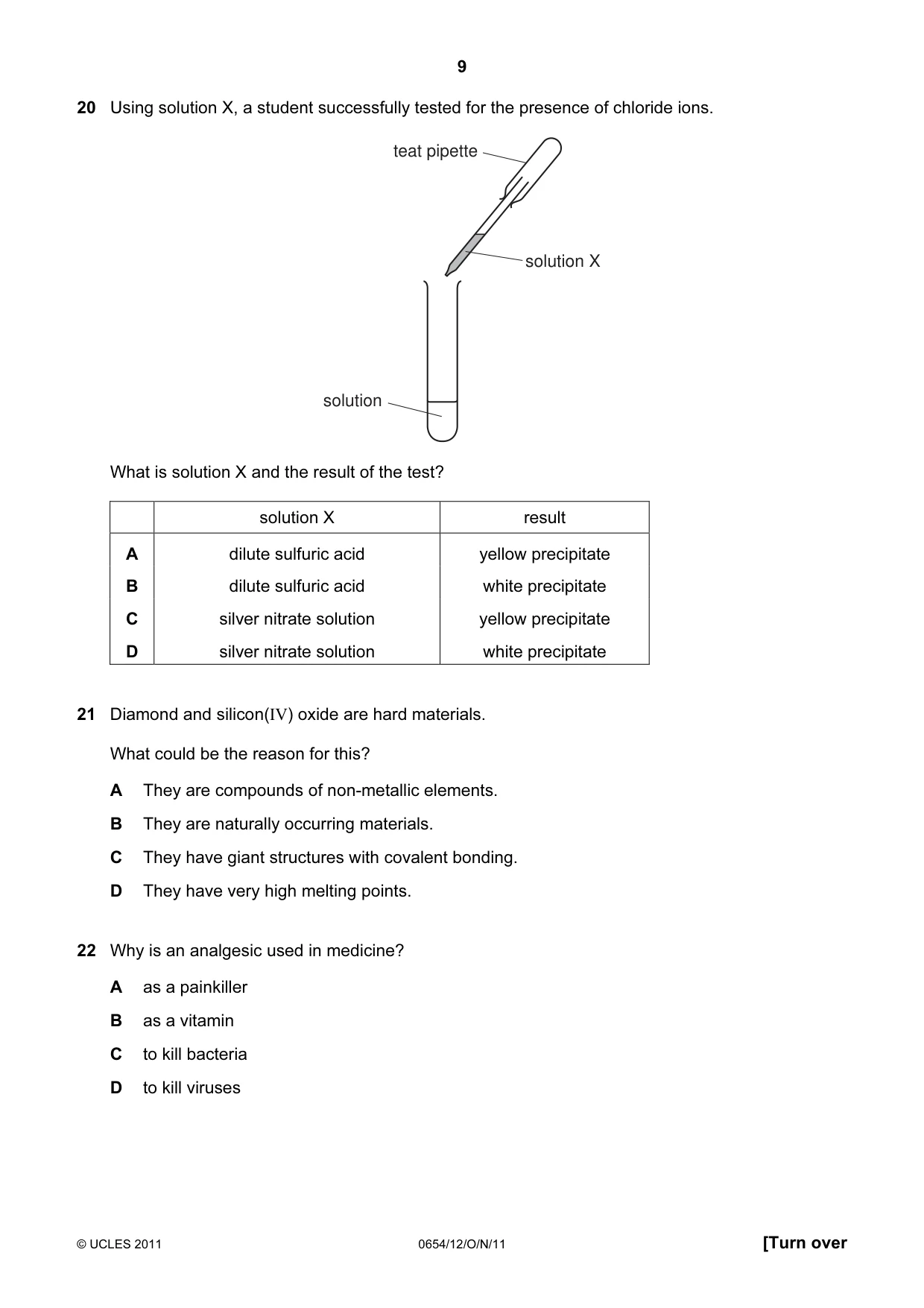 Cambridge IGCSE Sciences - Co-ordinated (Double) 0654 2011 Oct/Nov Paper 1 · Variant 2 question paper, page 9 of 16