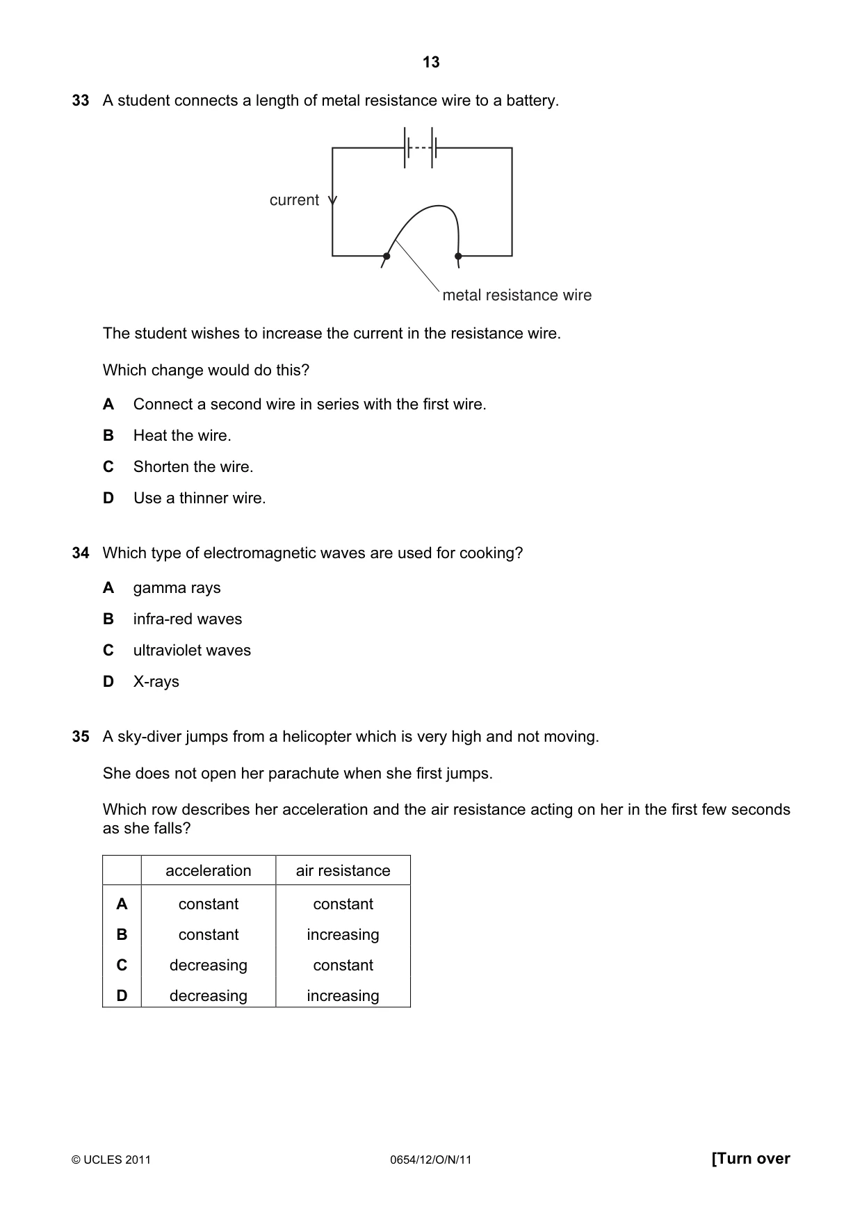 Cambridge IGCSE Sciences - Co-ordinated (Double) 0654 2011 Oct/Nov Paper 1 · Variant 2 question paper, page 13 of 16