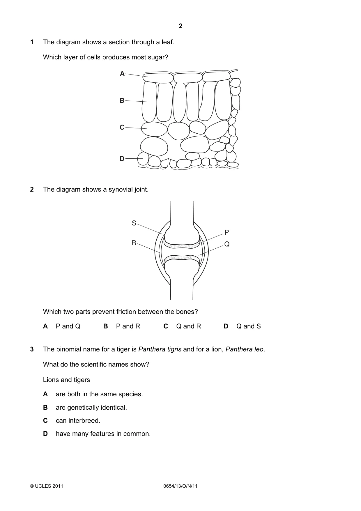 Cambridge IGCSE Sciences - Co-ordinated (Double) 0654 2011 Oct/Nov Paper 1 · Variant 3 question paper, page 2 of 16