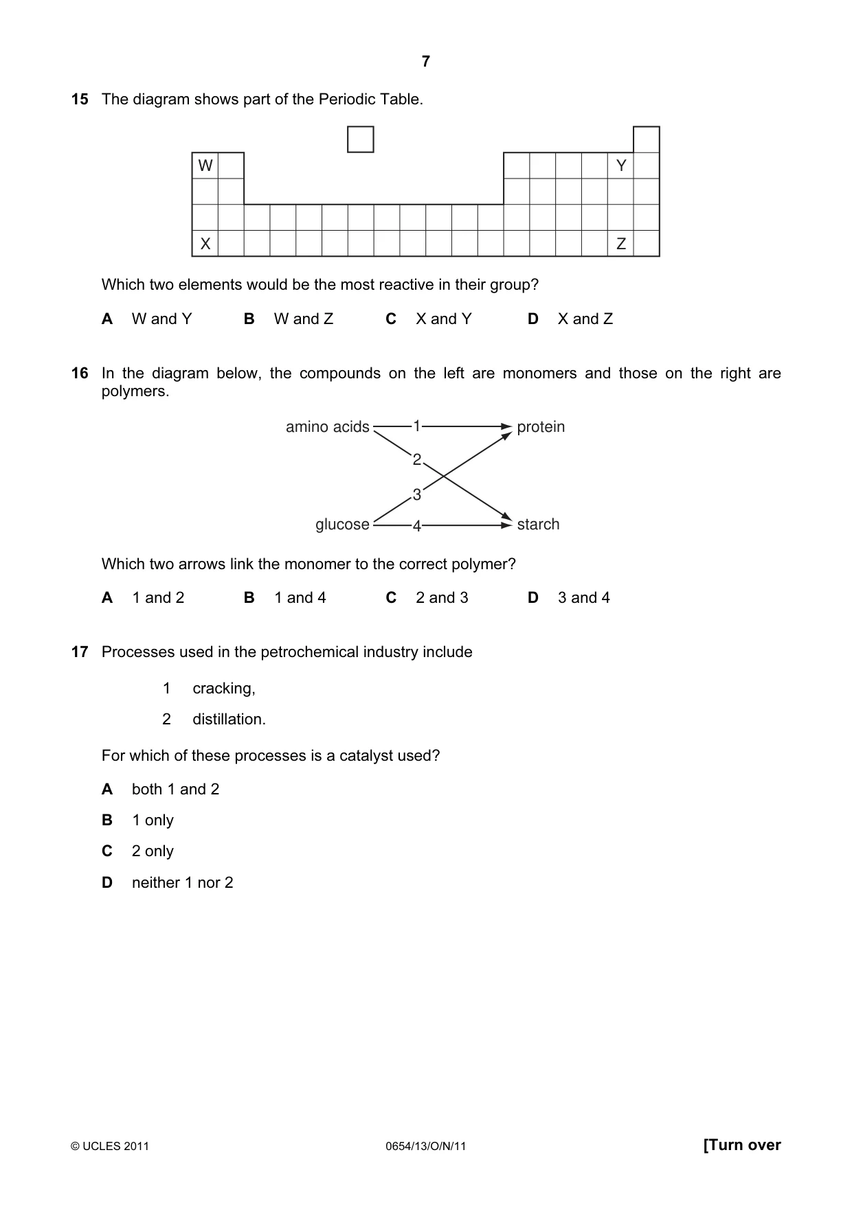 Cambridge IGCSE Sciences - Co-ordinated (Double) 0654 2011 Oct/Nov Paper 1 · Variant 3 question paper, page 7 of 16