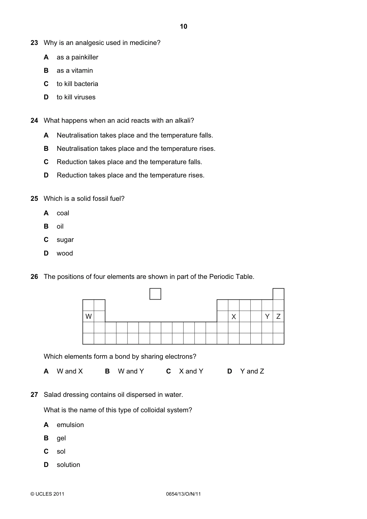 Cambridge IGCSE Sciences - Co-ordinated (Double) 0654 2011 Oct/Nov Paper 1 · Variant 3 question paper, page 10 of 16