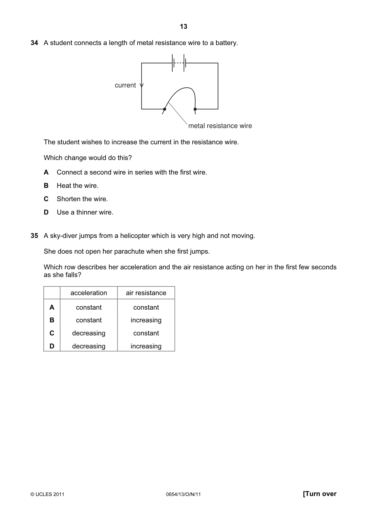 Cambridge IGCSE Sciences - Co-ordinated (Double) 0654 2011 Oct/Nov Paper 1 · Variant 3 question paper, page 13 of 16