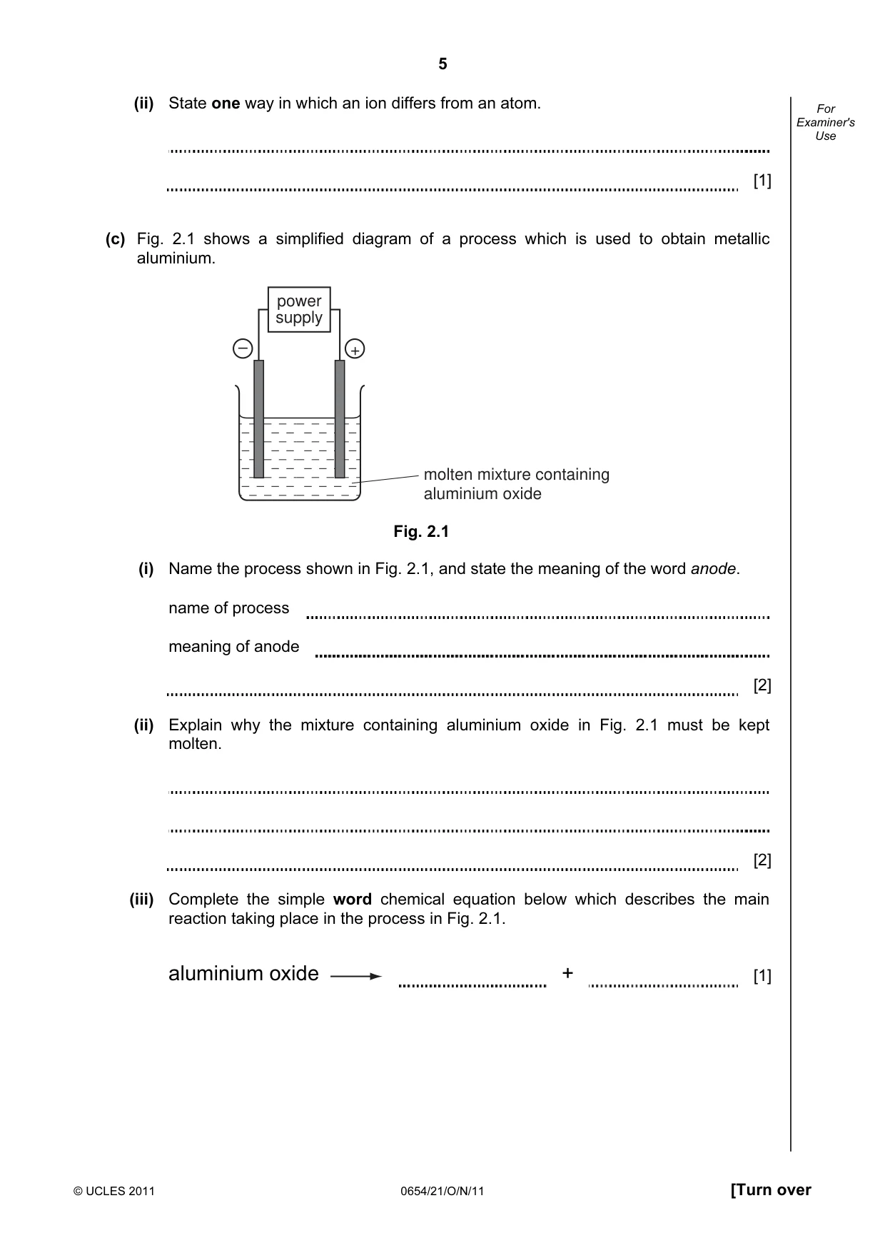 Cambridge IGCSE Sciences - Co-ordinated (Double) 0654 2011 Oct/Nov Paper 2 · Variant 1 question paper, page 5 of 24