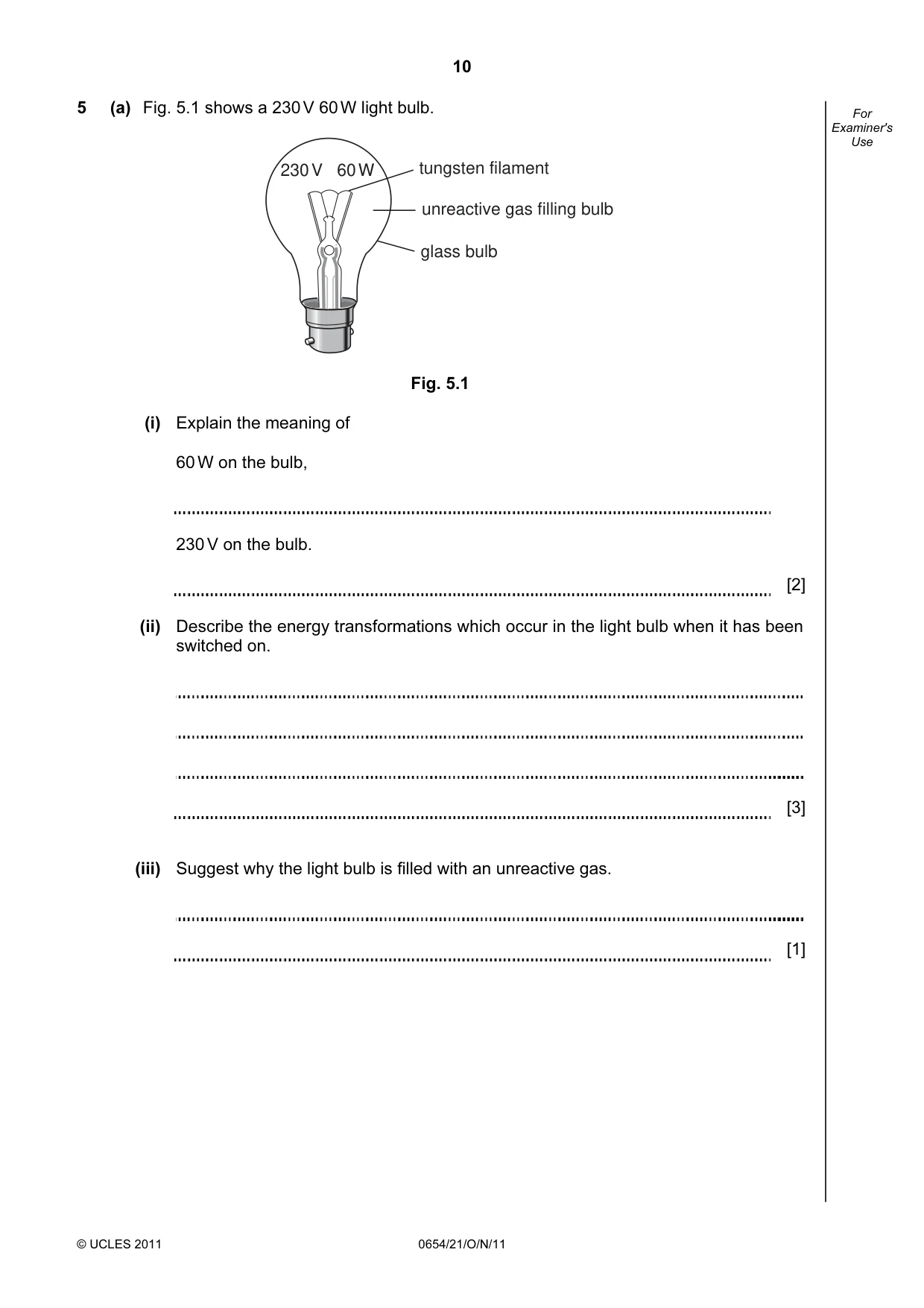 Cambridge IGCSE Sciences - Co-ordinated (Double) 0654 2011 Oct/Nov Paper 2 · Variant 1 question paper, page 10 of 24