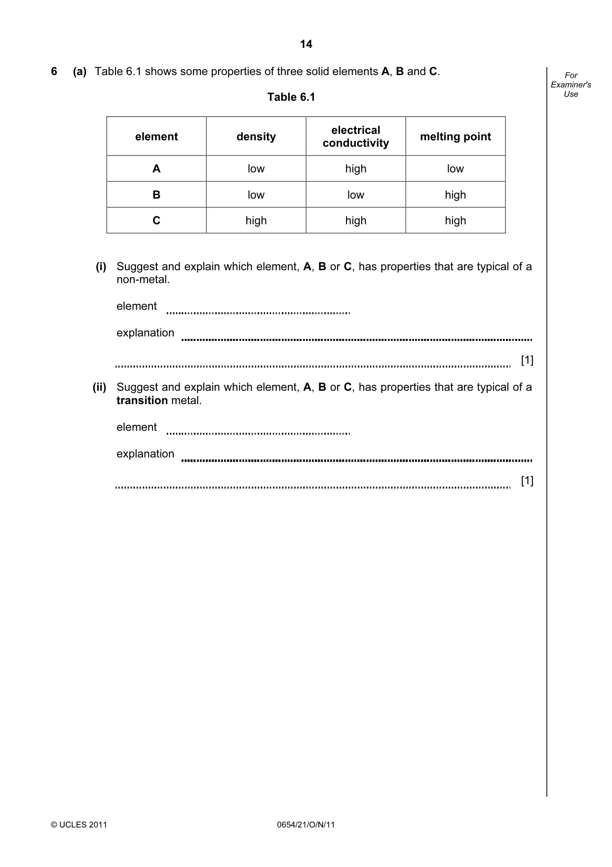 Cambridge IGCSE Sciences - Co-ordinated (Double) 0654 2011 Oct/Nov Paper 2 · Variant 1 question paper, page 14 of 24