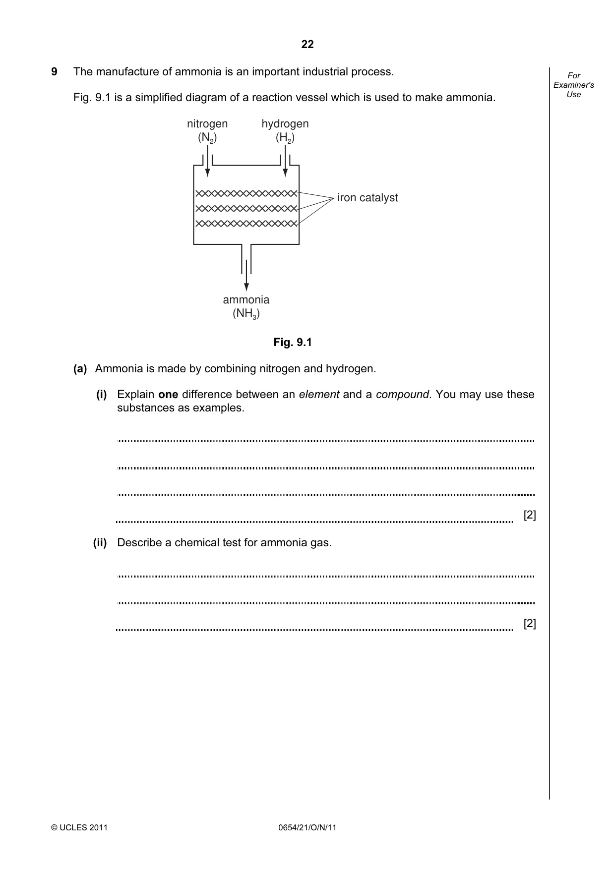 Cambridge IGCSE Sciences - Co-ordinated (Double) 0654 2011 Oct/Nov Paper 2 · Variant 1 question paper, page 22 of 24