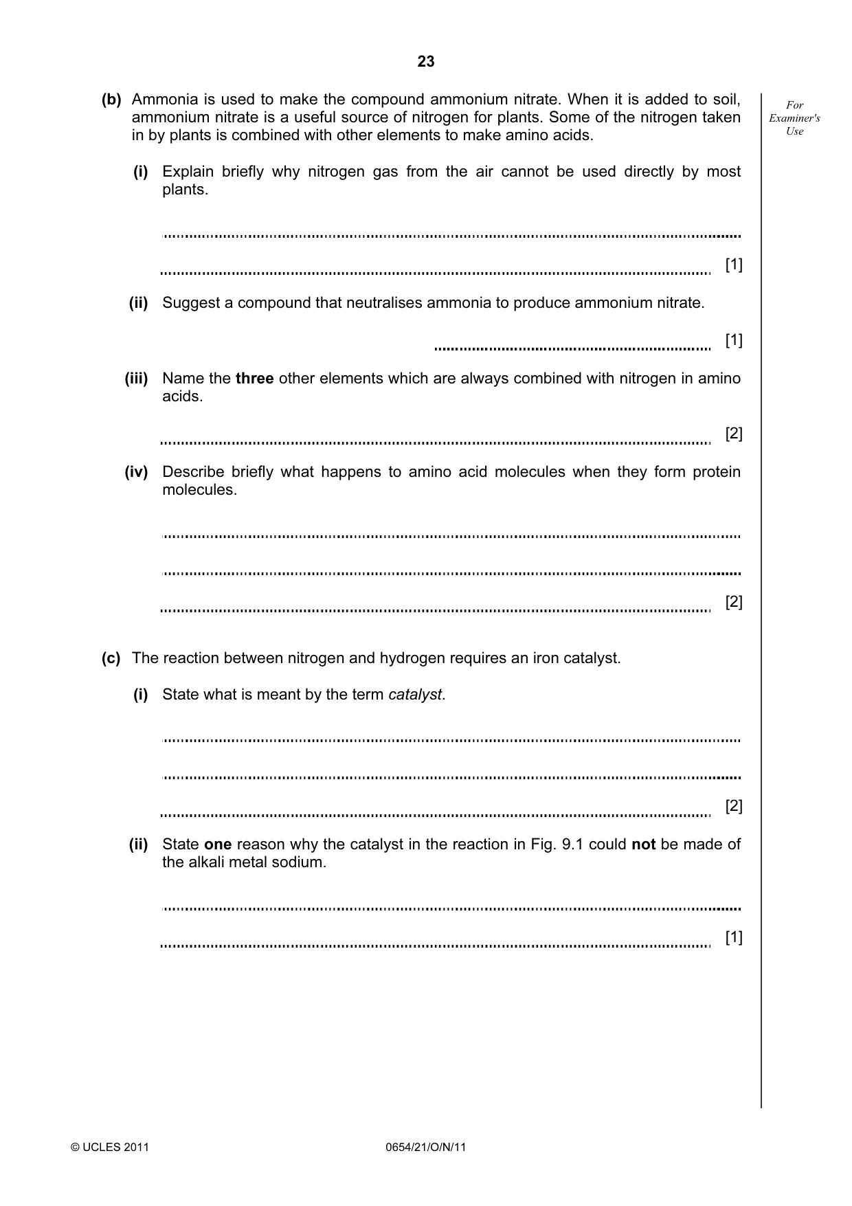 Cambridge IGCSE Sciences - Co-ordinated (Double) 0654 2011 Oct/Nov Paper 2 · Variant 1 question paper, page 23 of 24