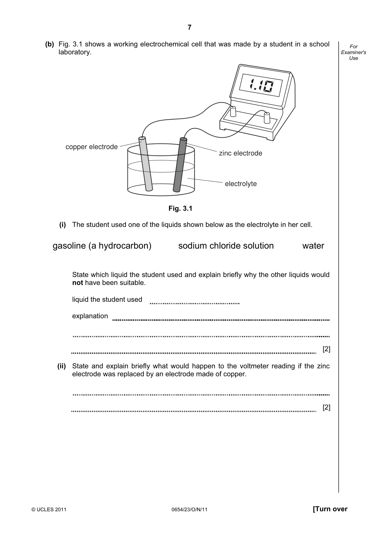 Cambridge IGCSE Sciences - Co-ordinated (Double) 0654 2011 Oct/Nov Paper 2 · Variant 3 question paper, page 7 of 28