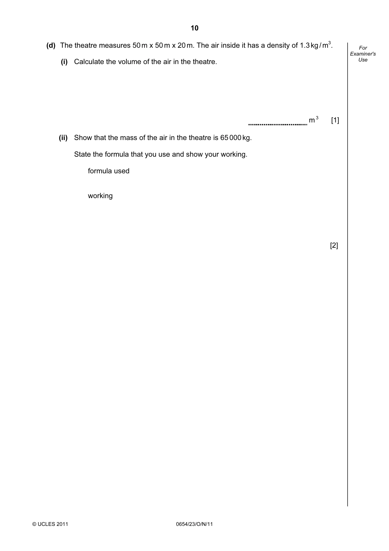 Cambridge IGCSE Sciences - Co-ordinated (Double) 0654 2011 Oct/Nov Paper 2 · Variant 3 question paper, page 10 of 28