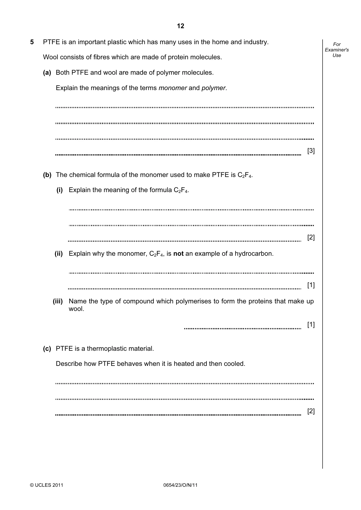 Cambridge IGCSE Sciences - Co-ordinated (Double) 0654 2011 Oct/Nov Paper 2 · Variant 3 question paper, page 12 of 28