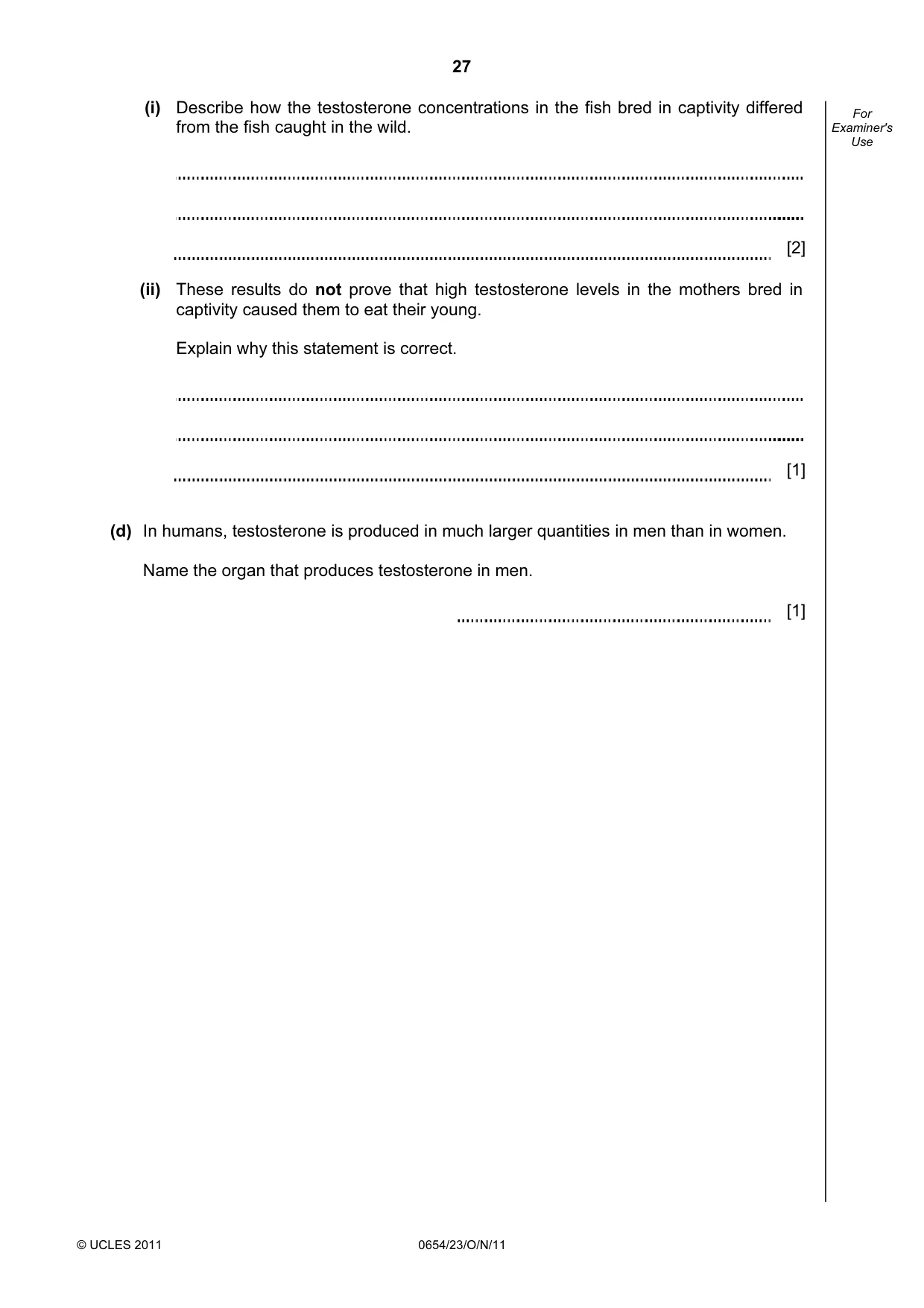 Cambridge IGCSE Sciences - Co-ordinated (Double) 0654 2011 Oct/Nov Paper 2 · Variant 3 question paper, page 27 of 28