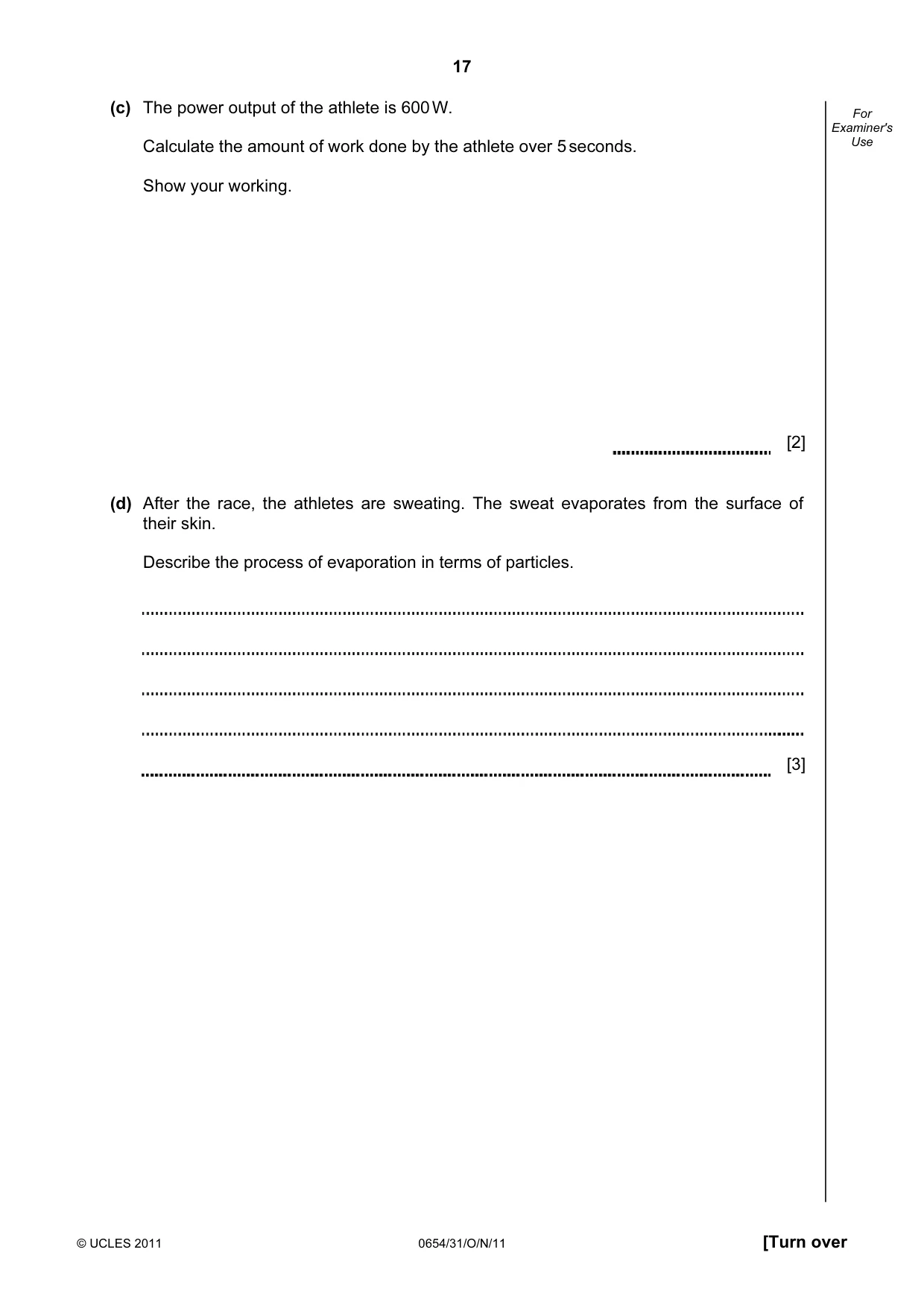 Cambridge IGCSE Sciences - Co-ordinated (Double) 0654 2011 Oct/Nov Paper 3 · Variant 1 question paper, page 17 of 24