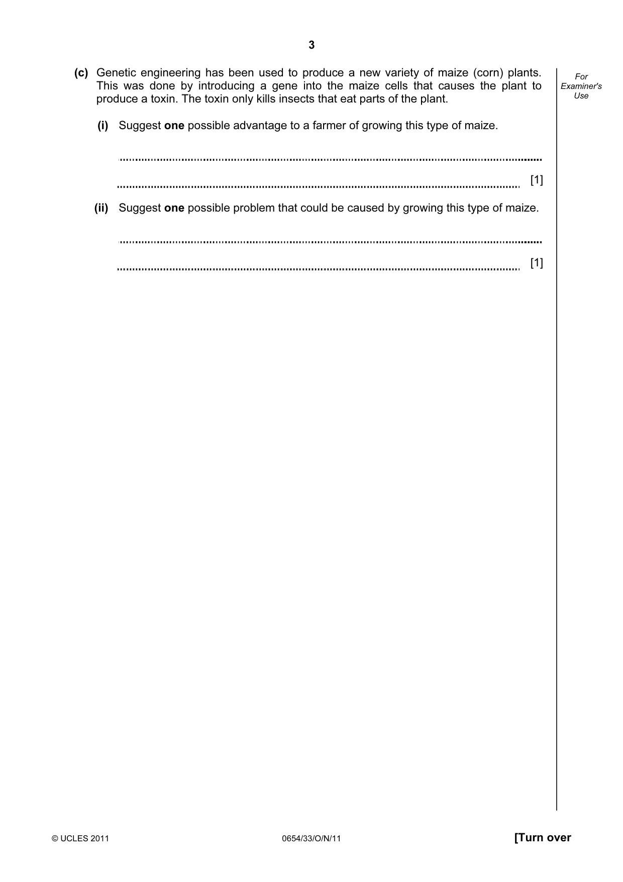 Cambridge IGCSE Sciences - Co-ordinated (Double) 0654 2011 Oct/Nov Paper 3 · Variant 3 question paper, page 3 of 28