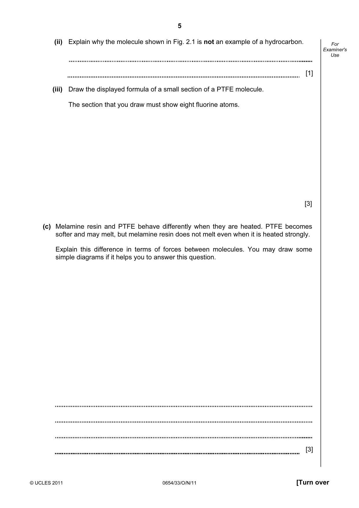 Cambridge IGCSE Sciences - Co-ordinated (Double) 0654 2011 Oct/Nov Paper 3 · Variant 3 question paper, page 5 of 28