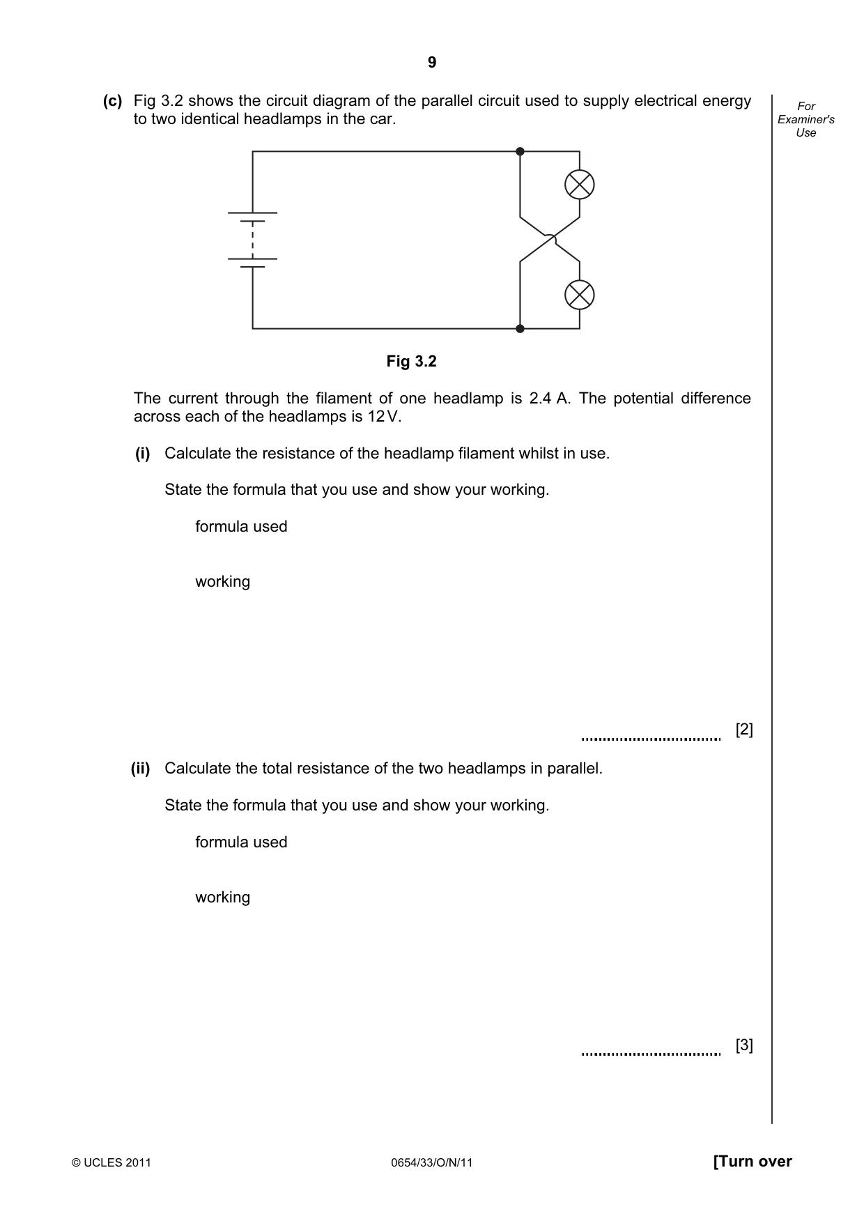 Cambridge IGCSE Sciences - Co-ordinated (Double) 0654 2011 Oct/Nov Paper 3 · Variant 3 question paper, page 9 of 28