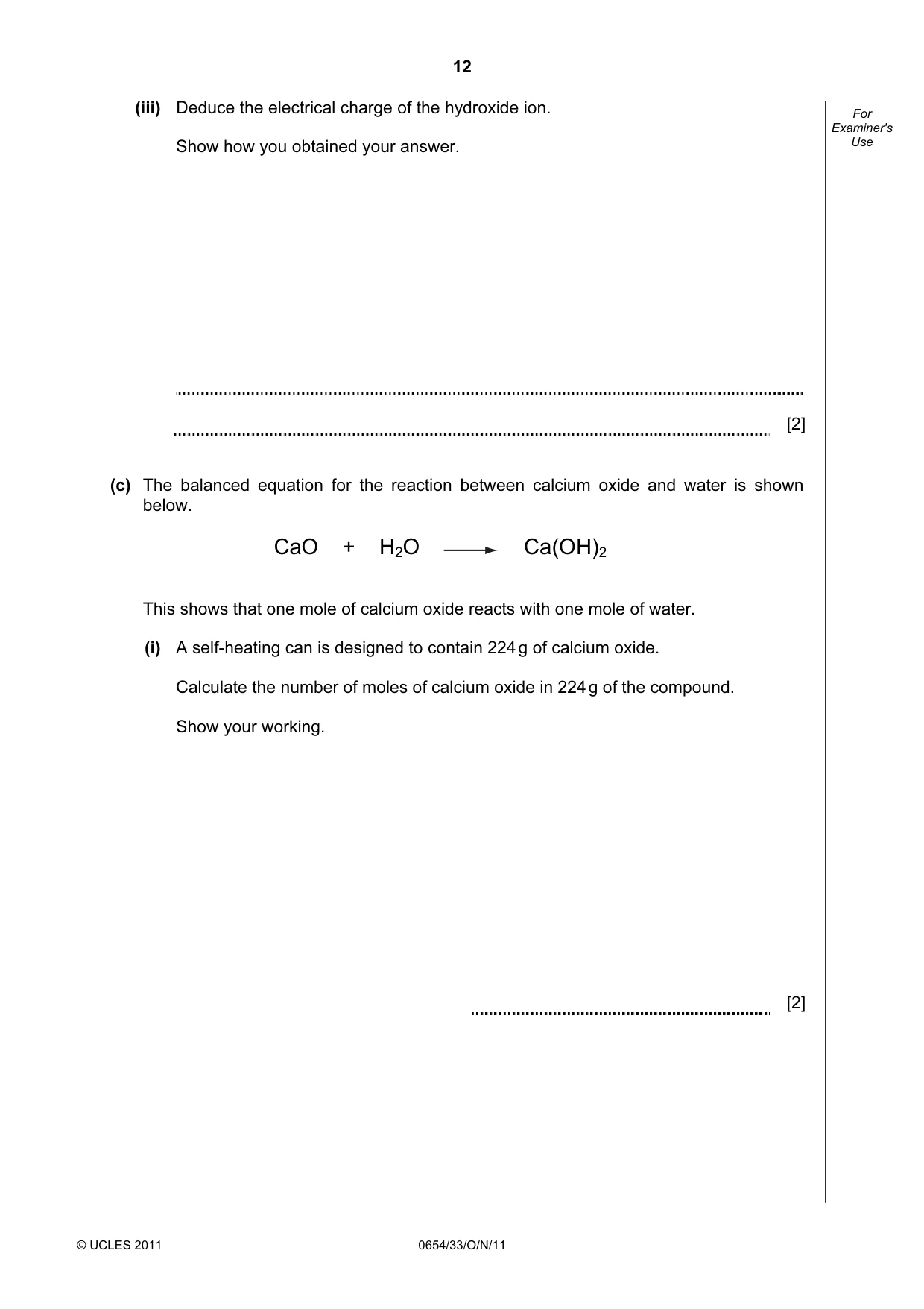 Cambridge IGCSE Sciences - Co-ordinated (Double) 0654 2011 Oct/Nov Paper 3 · Variant 3 question paper, page 12 of 28
