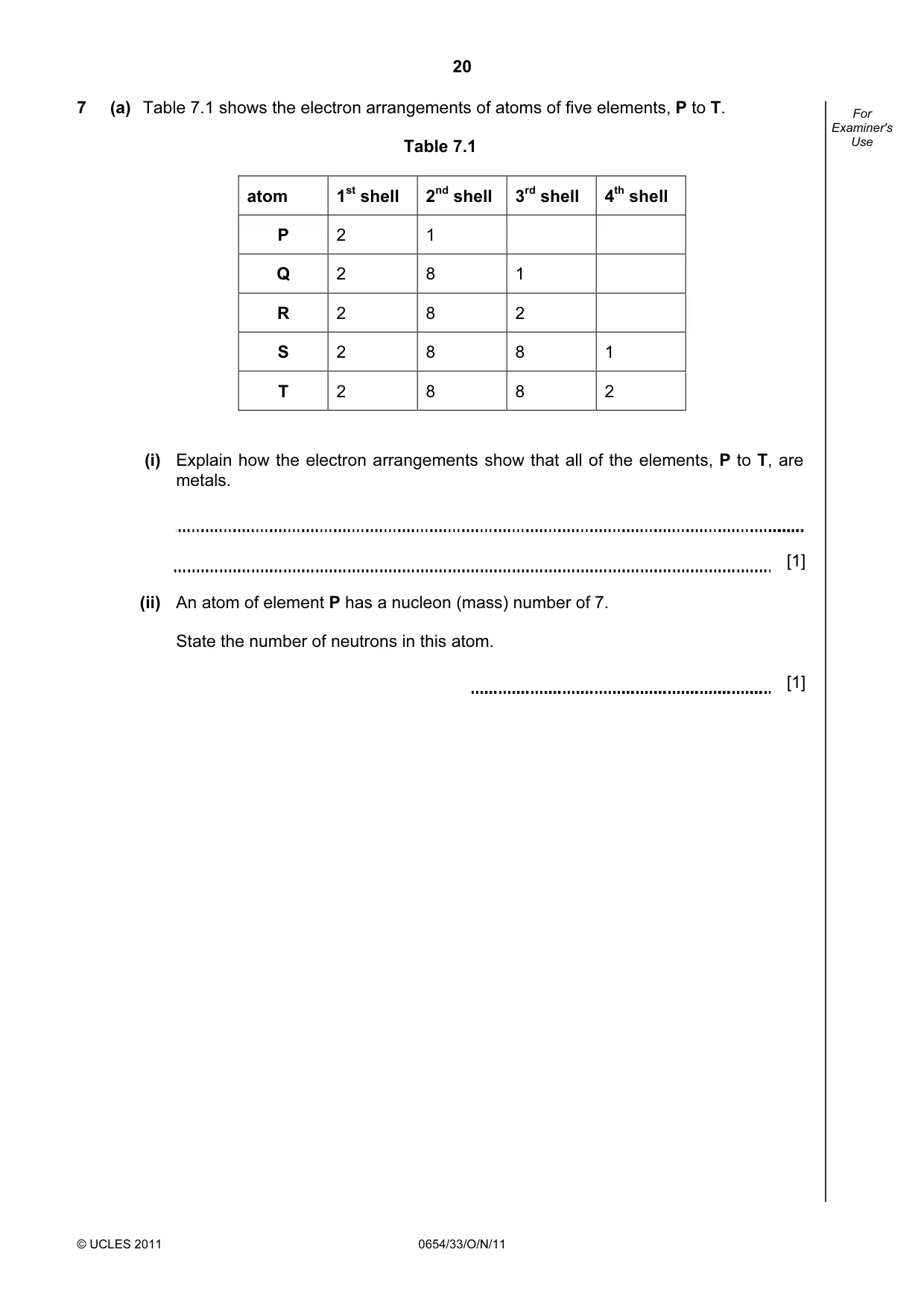 Cambridge IGCSE Sciences - Co-ordinated (Double) 0654 2011 Oct/Nov Paper 3 · Variant 3 question paper, page 20 of 28