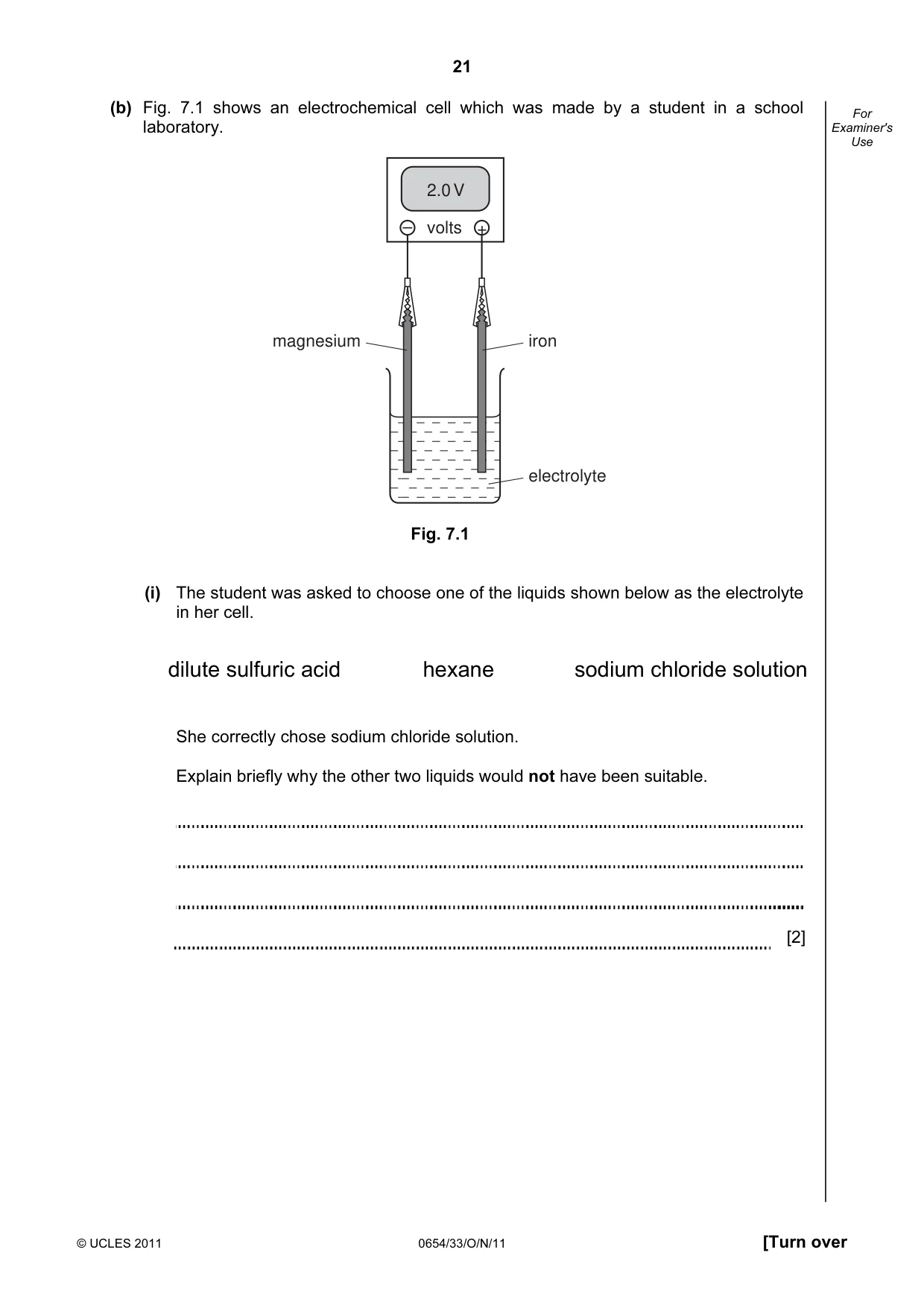 Cambridge IGCSE Sciences - Co-ordinated (Double) 0654 2011 Oct/Nov Paper 3 · Variant 3 question paper, page 21 of 28
