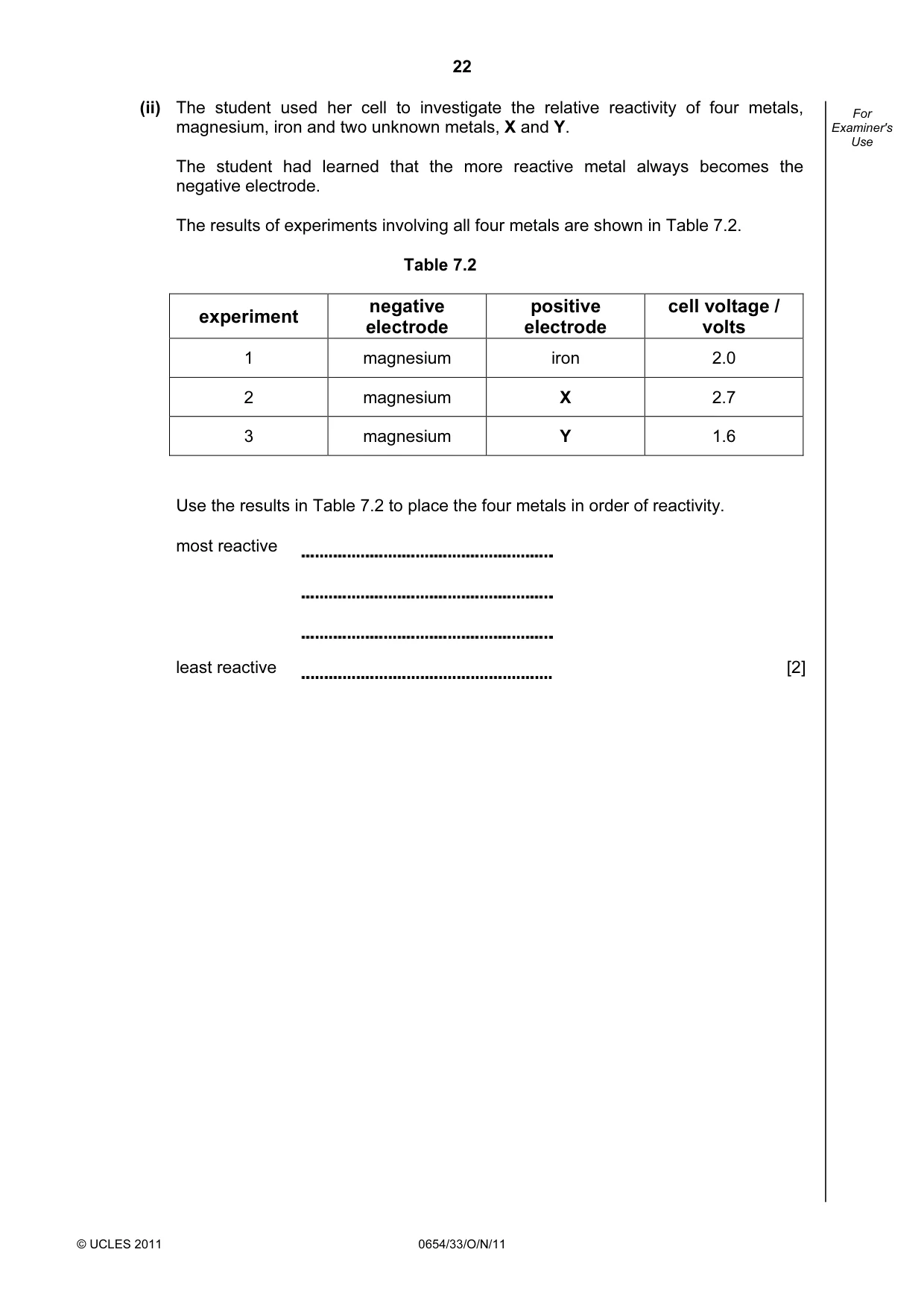 Cambridge IGCSE Sciences - Co-ordinated (Double) 0654 2011 Oct/Nov Paper 3 · Variant 3 question paper, page 22 of 28
