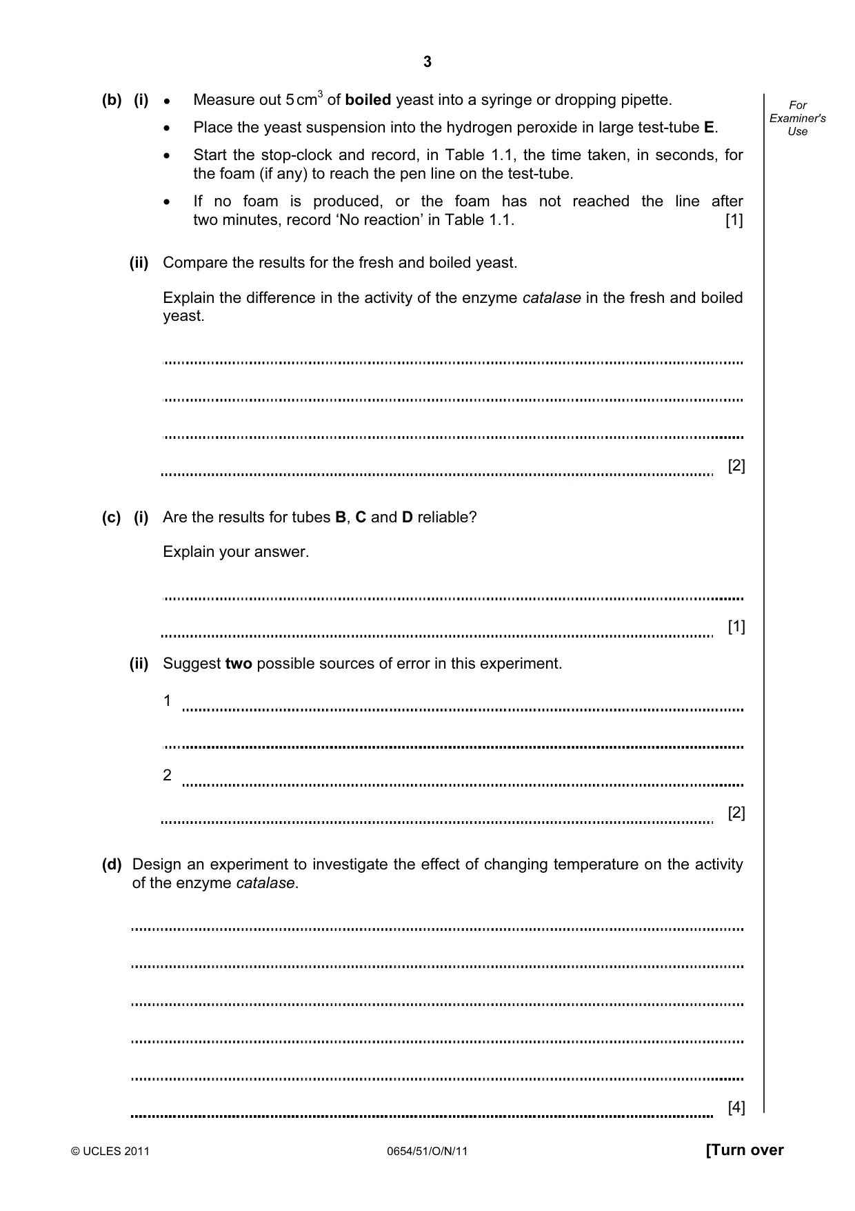 Cambridge IGCSE Sciences - Co-ordinated (Double) 0654 2011 Oct/Nov Paper 5 · Variant 1 question paper, page 3 of 12