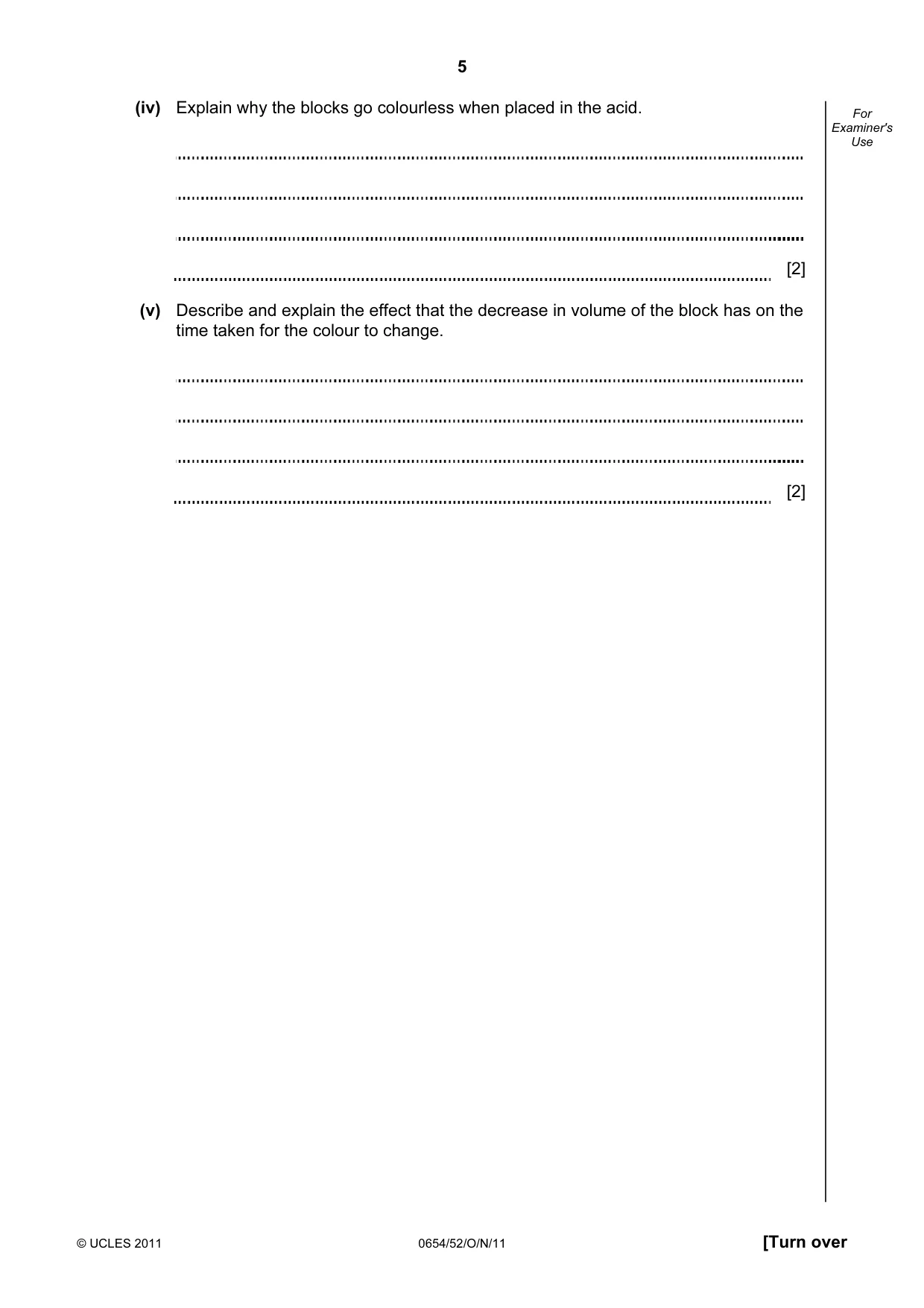 Cambridge IGCSE Sciences - Co-ordinated (Double) 0654 2011 Oct/Nov Paper 5 · Variant 2 question paper, page 5 of 16