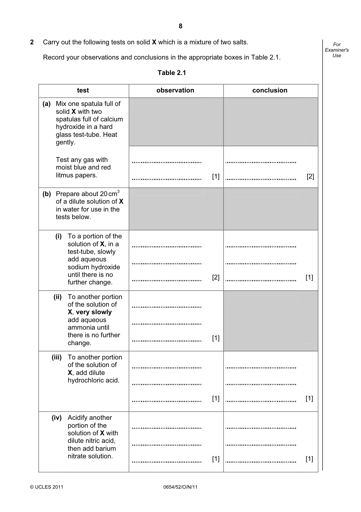 Cambridge IGCSE Sciences - Co-ordinated (Double) 0654 2011 Oct/Nov Paper 5 · Variant 2 question paper, page 8 of 16