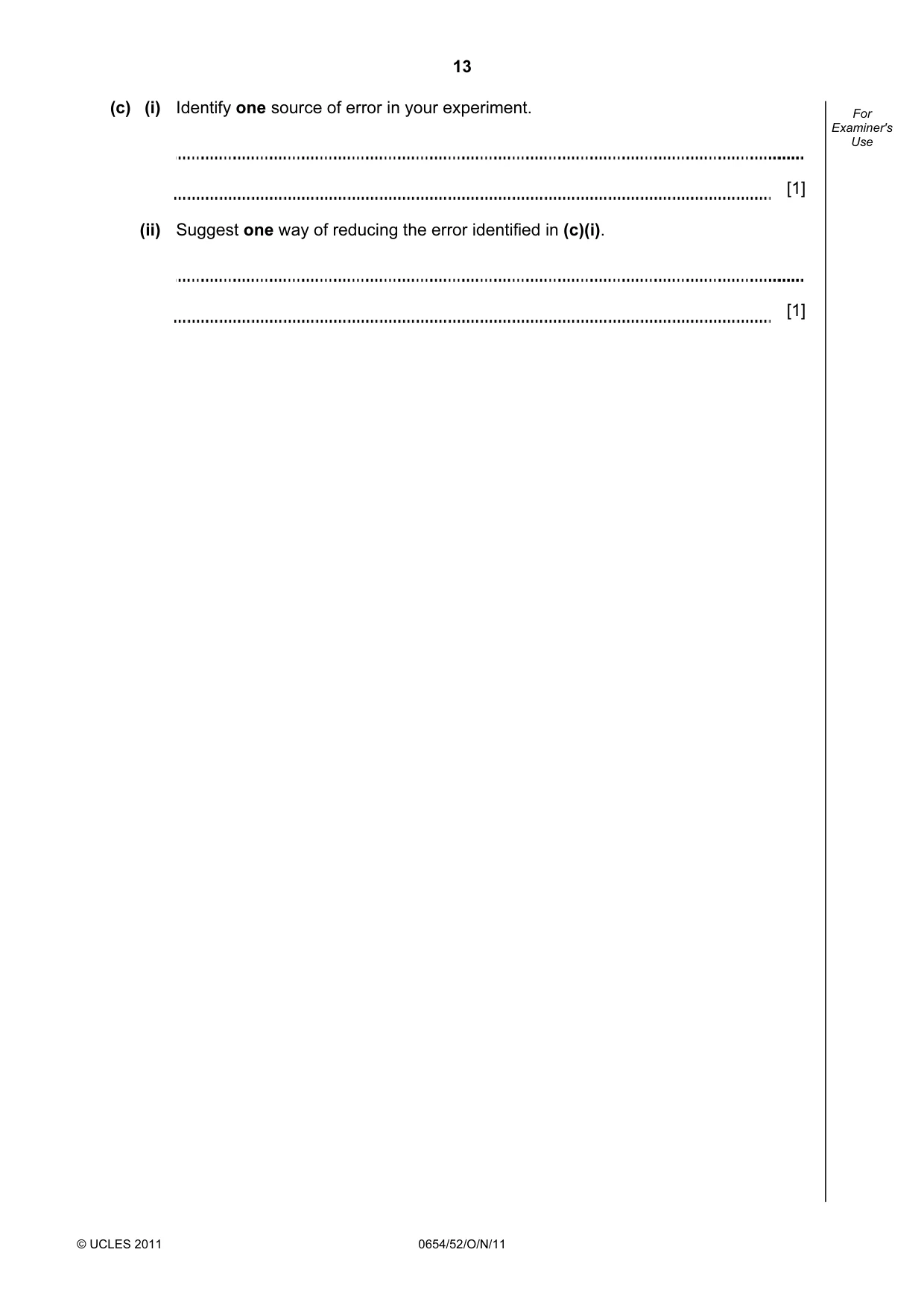 Cambridge IGCSE Sciences - Co-ordinated (Double) 0654 2011 Oct/Nov Paper 5 · Variant 2 question paper, page 13 of 16