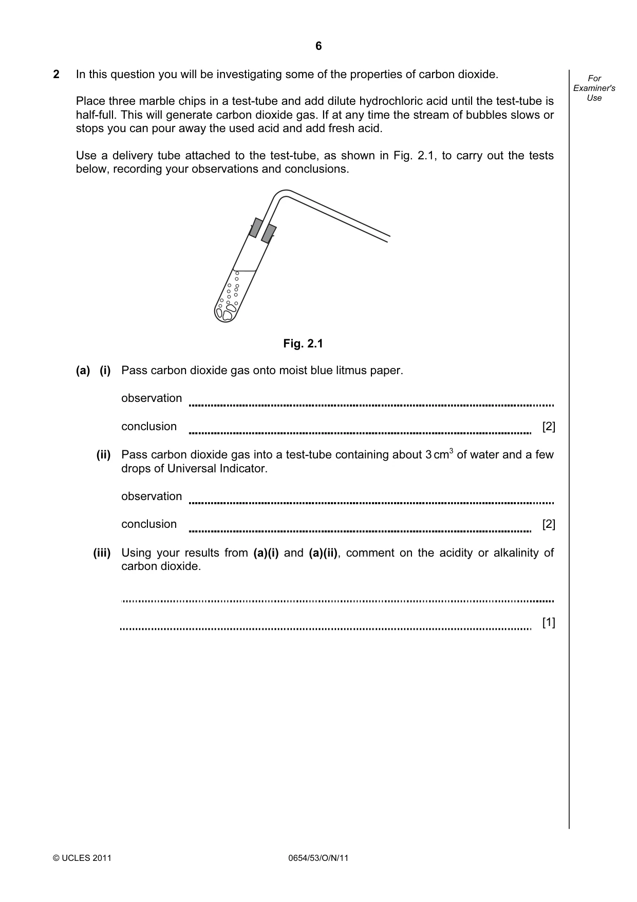 Cambridge IGCSE Sciences - Co-ordinated (Double) 0654 2011 Oct/Nov Paper 5 · Variant 3 question paper, page 6 of 12
