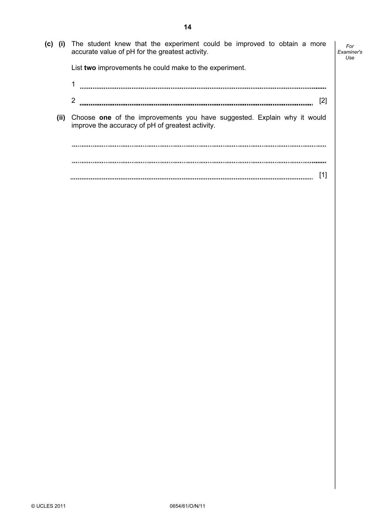 Cambridge IGCSE Sciences - Co-ordinated (Double) 0654 2011 Oct/Nov Paper 6 · Variant 1 question paper, page 14 of 20