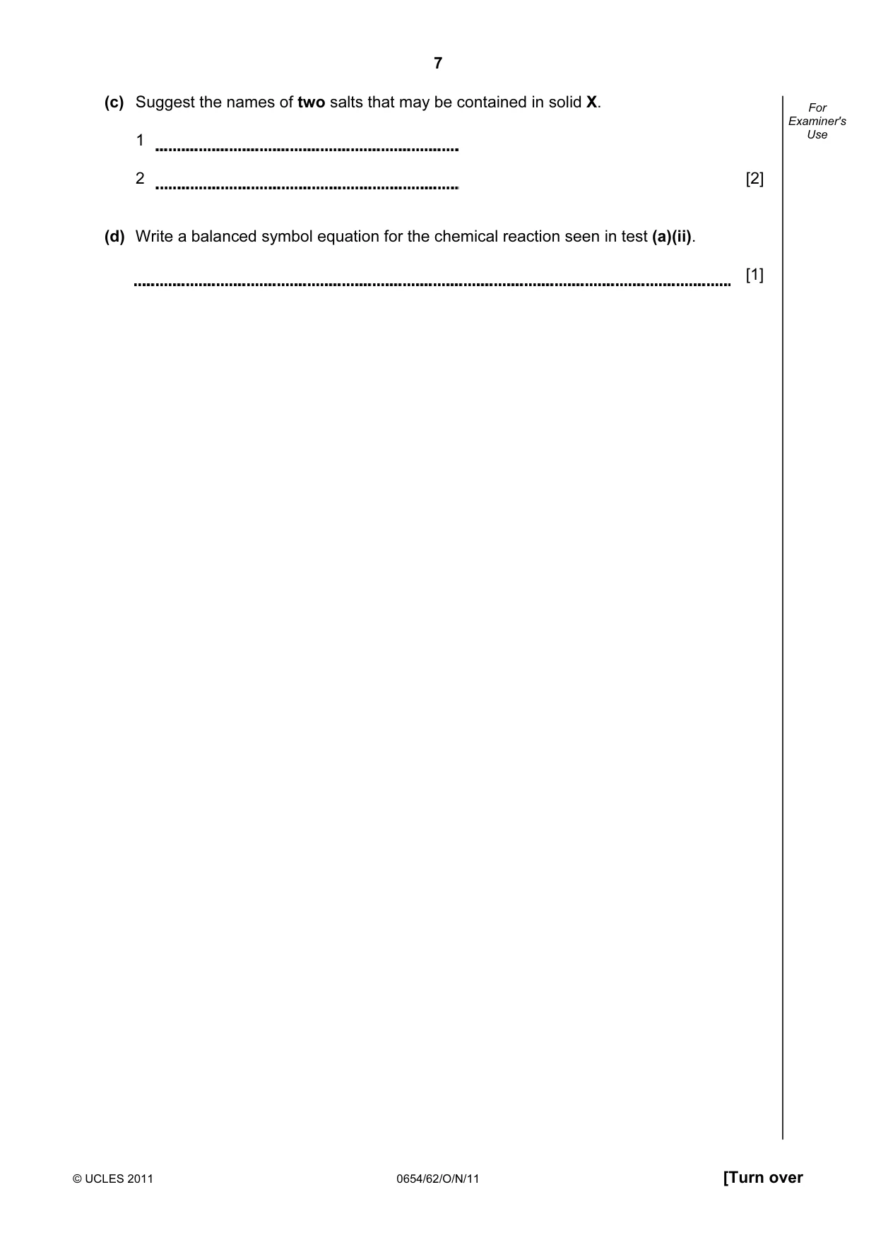 Cambridge IGCSE Sciences - Co-ordinated (Double) 0654 2011 Oct/Nov Paper 6 · Variant 2 question paper, page 7 of 20