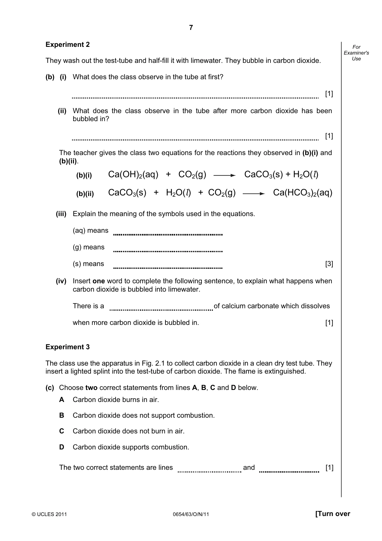 Cambridge IGCSE Sciences - Co-ordinated (Double) 0654 2011 Oct/Nov Paper 6 · Variant 3 question paper, page 7 of 20