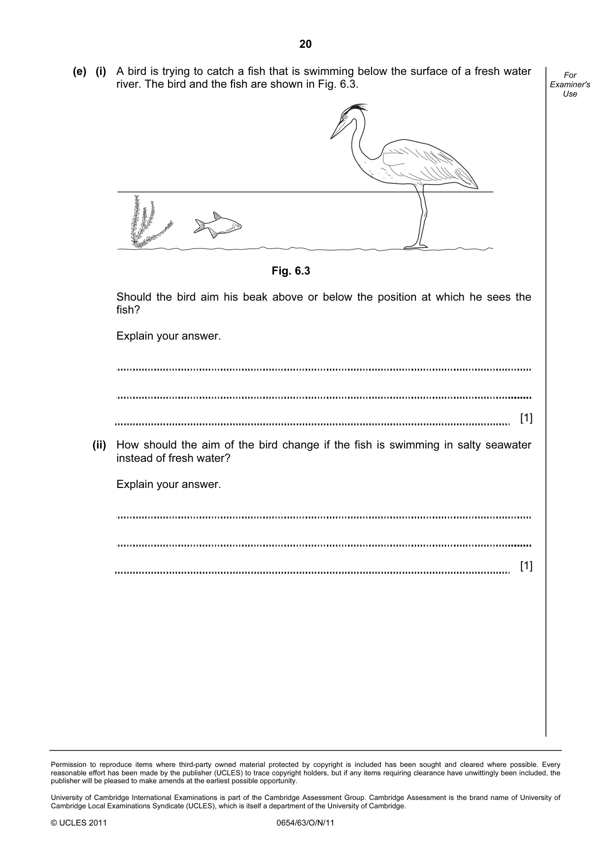 Cambridge IGCSE Sciences - Co-ordinated (Double) 0654 2011 Oct/Nov Paper 6 · Variant 3 question paper, page 20 of 20