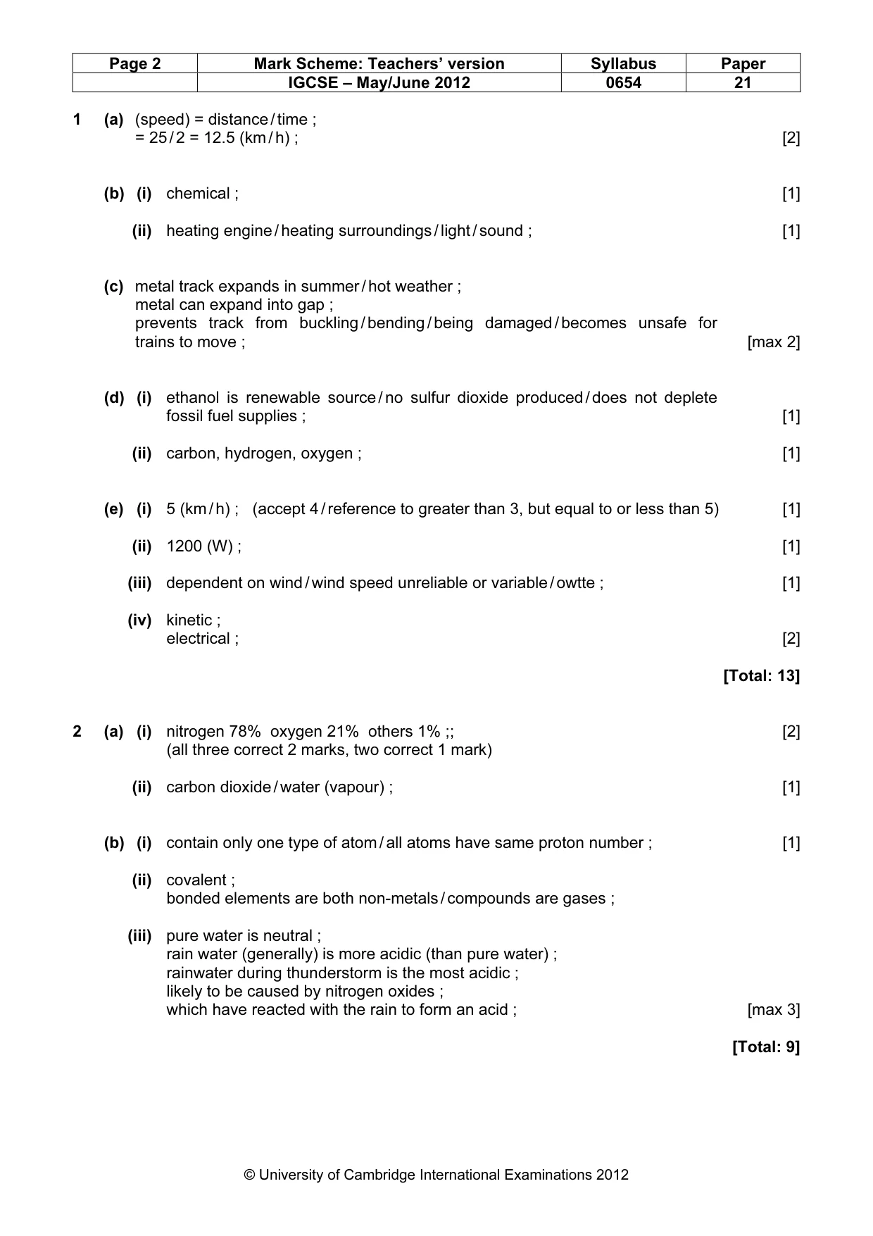 Mark scheme, page 2 of 7